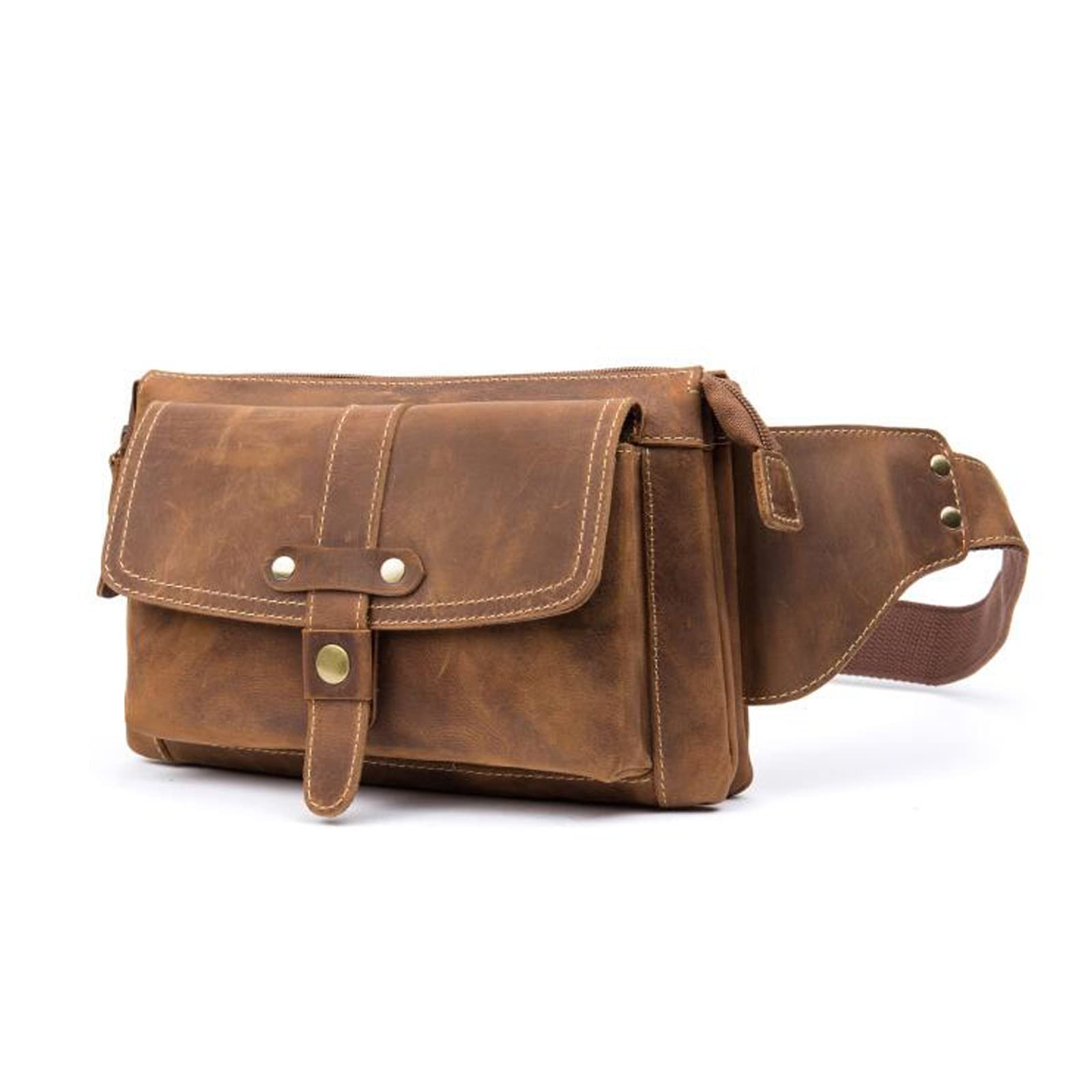 Vintage Leather Waist Bag for Men & Women - Handmade Retro Crazy Horse Leather Belt Bag, Messenger Chest Bag for Outdoor Sports, Cycling, Hiking & Travel | Durable & Stylish Medieval Design