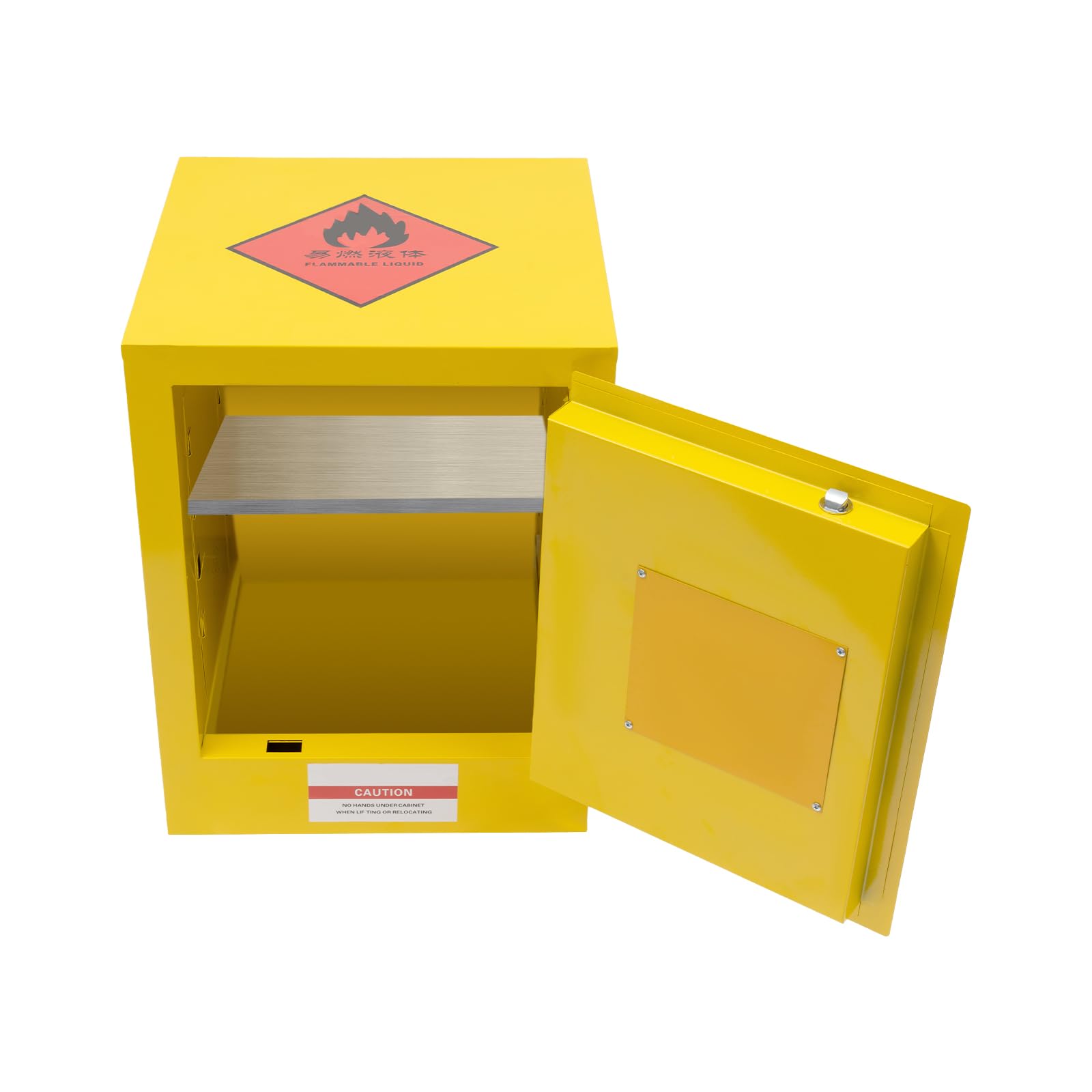 4 Gallon Fireproof Safety Storage Cabinet for Hazardous & Flammable Liquids - Yellow Explosion-Proof Gasoline Cabinet | Perfect for Garage, Workshop & Industrial Chemical Storage