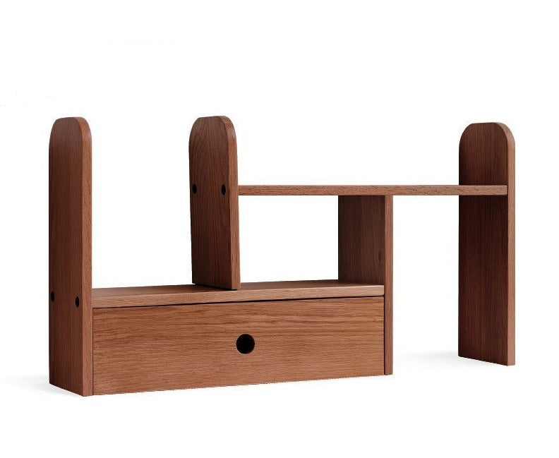 Solid Oak Wood Table Shelves - Rustic Home Office & Living Room Storage Organizer for Books, Decor & Essentials
