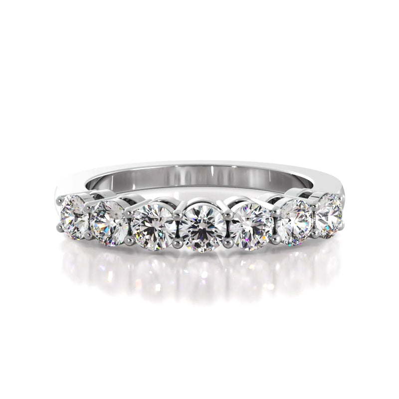 0.74 Carat Round Diamond Wedding Band - 7 Stone Engagement Ring for Women, Bridal Jewelry Gift for Anniversary & Proposal (Ideal for Everyday Wear & Special Occasions)
