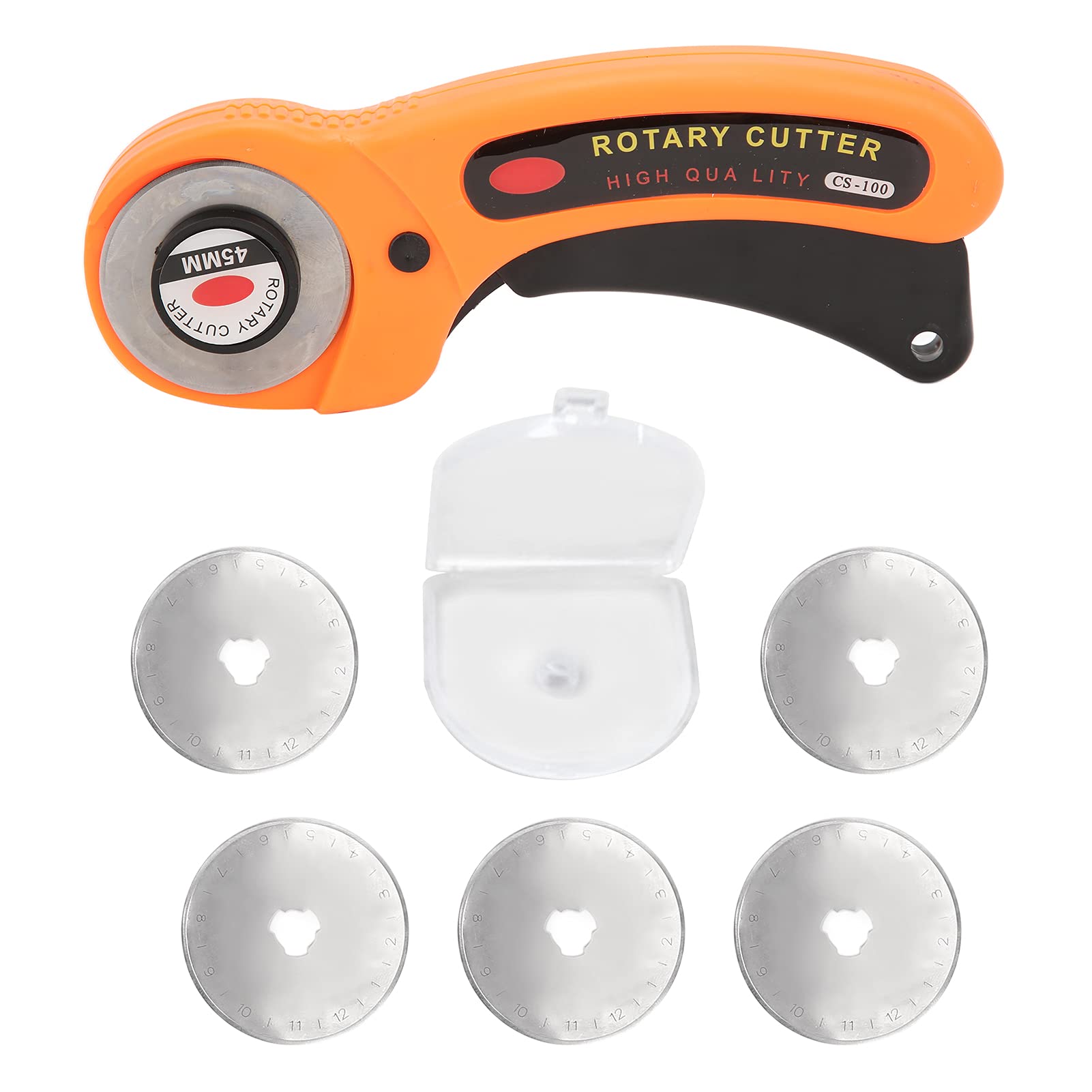Rotary Fabric Cutter with 5 Replacement Blades - Precision Round Cutting Wheel for Sewing, Quilting, Leather & Paper - Ideal for DIY Crafts, Dressmaking & Scrapbooking Projects