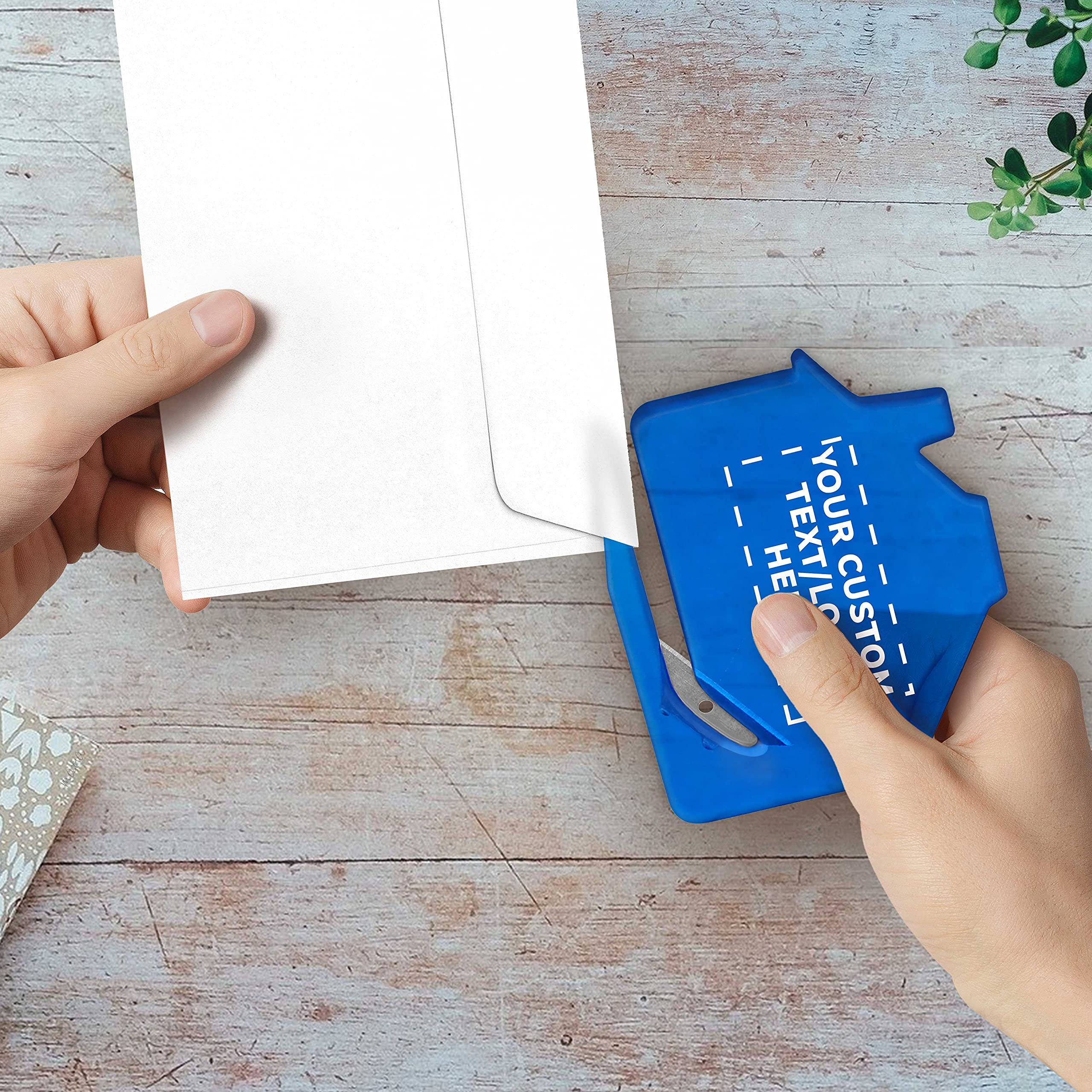 Custom House Letter Openers Set of 100 - Personalized Bulk Pack for Home & Office Use - Elegant TBlue Design - Ideal for Mail Opening, Corporate Gifts & Wedding Favors