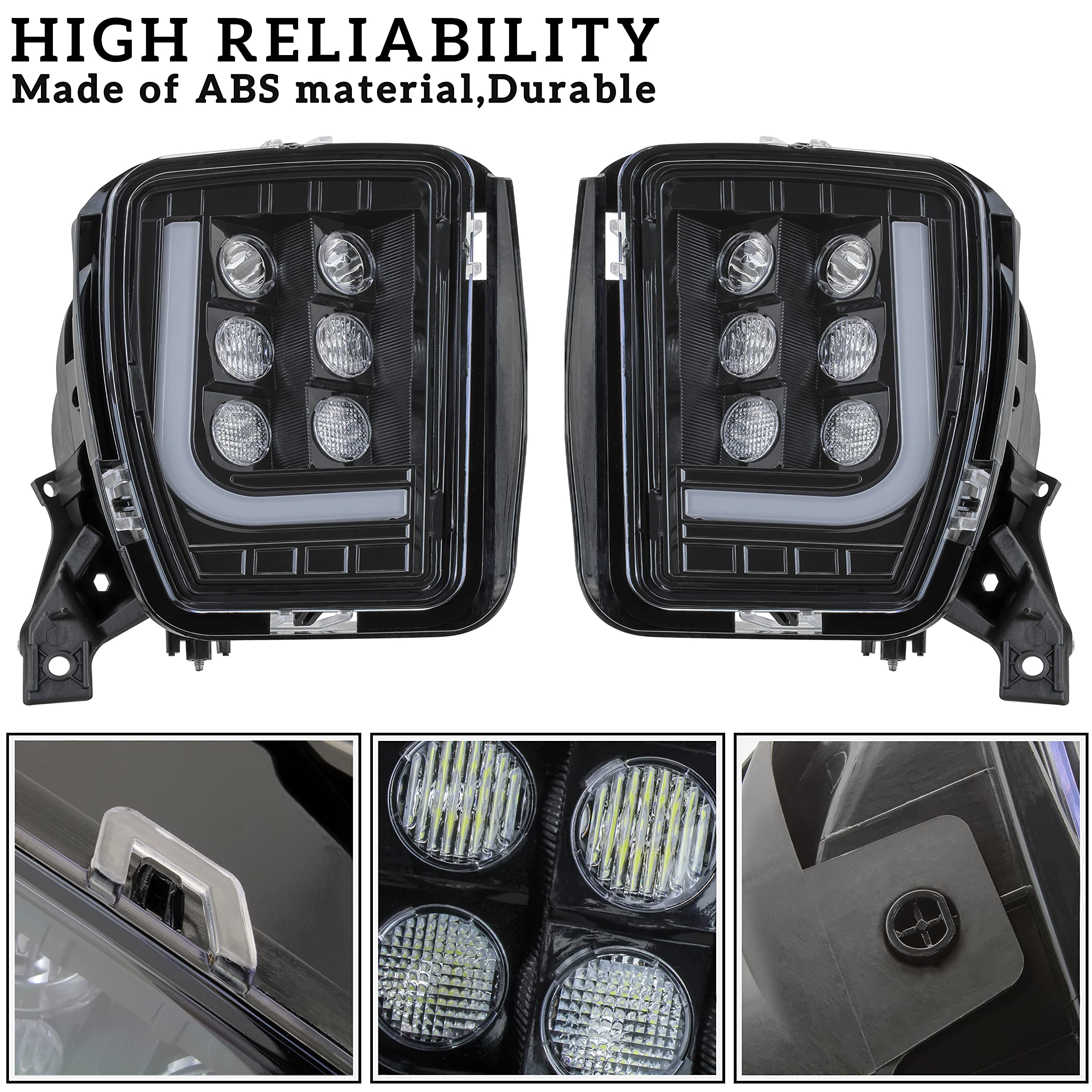 KEWISAUTO LED Fog Lights with Daytime Running Lights for 2013-2018 Dodge Ram 1500 - Plug & Play Bumper Driving Fog Lamps Assembly (2PCS) - Perfect for Off-Roading, Night Driving & Enhanced Visibility