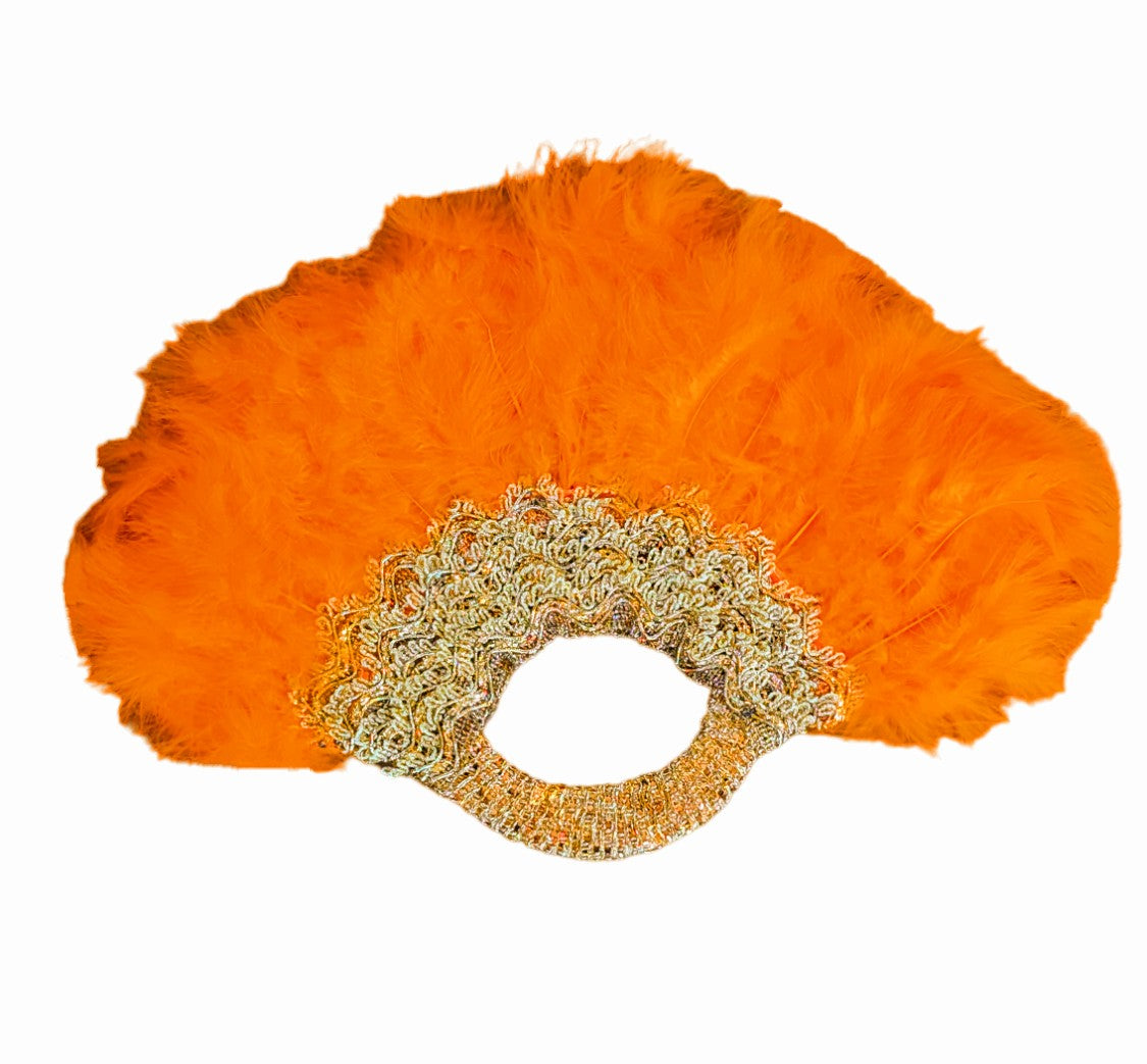 Authentic Nigerian African Wedding Feather Fan - Handmade Orange Feathers for Bridal Accessories, Cultural Celebrations & Traditional Ceremonies | Dupisie's AurumAire DPFFOG2