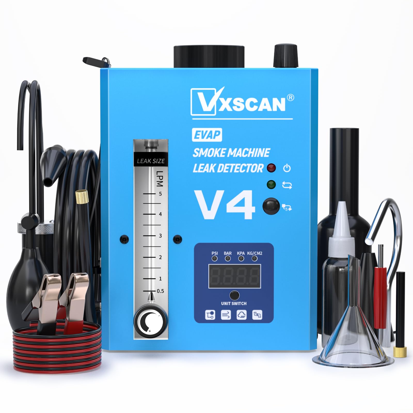 Automotive EVAP Smoke Machine Leak Detector V4 | Digital Pressure Gauge & Air Flowmeter | 12V Vehicle Diagnostic Tester for Cars, Motorcycles, Trucks, Boats, ATVs | Find Vacuum & Fuel System Leaks Fast | Perfect for DIY Mechanics & Professional Auto Shops