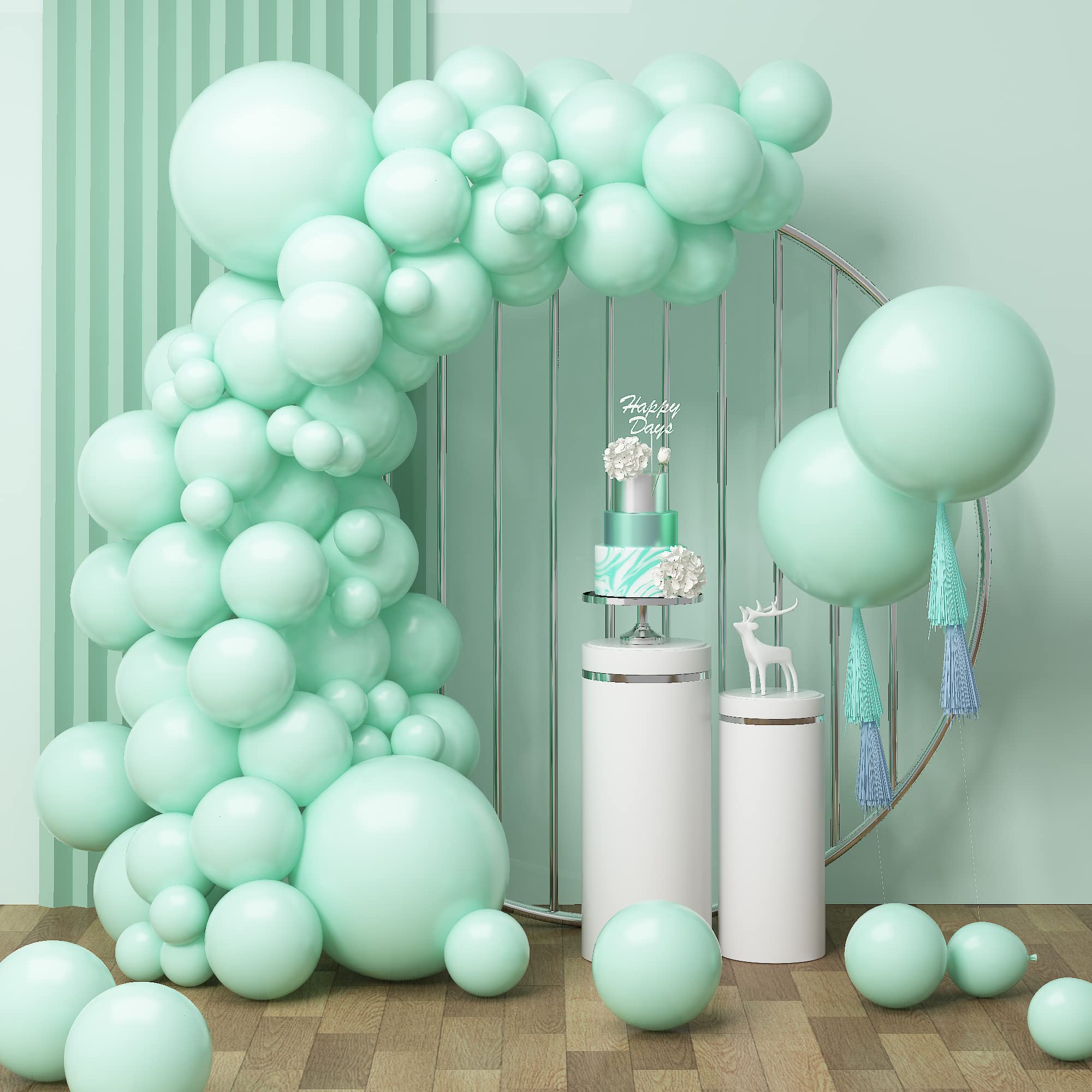 92pcs Pastel Green Balloons Garland Kit - 5/10/12/18 Inch Light Baby Green Latex Balloons for Birthday Party, Baby Shower & Wedding Decorations - Perfect for Gender Reveal, Bridal Shower, Nursery Decor and Special Events
