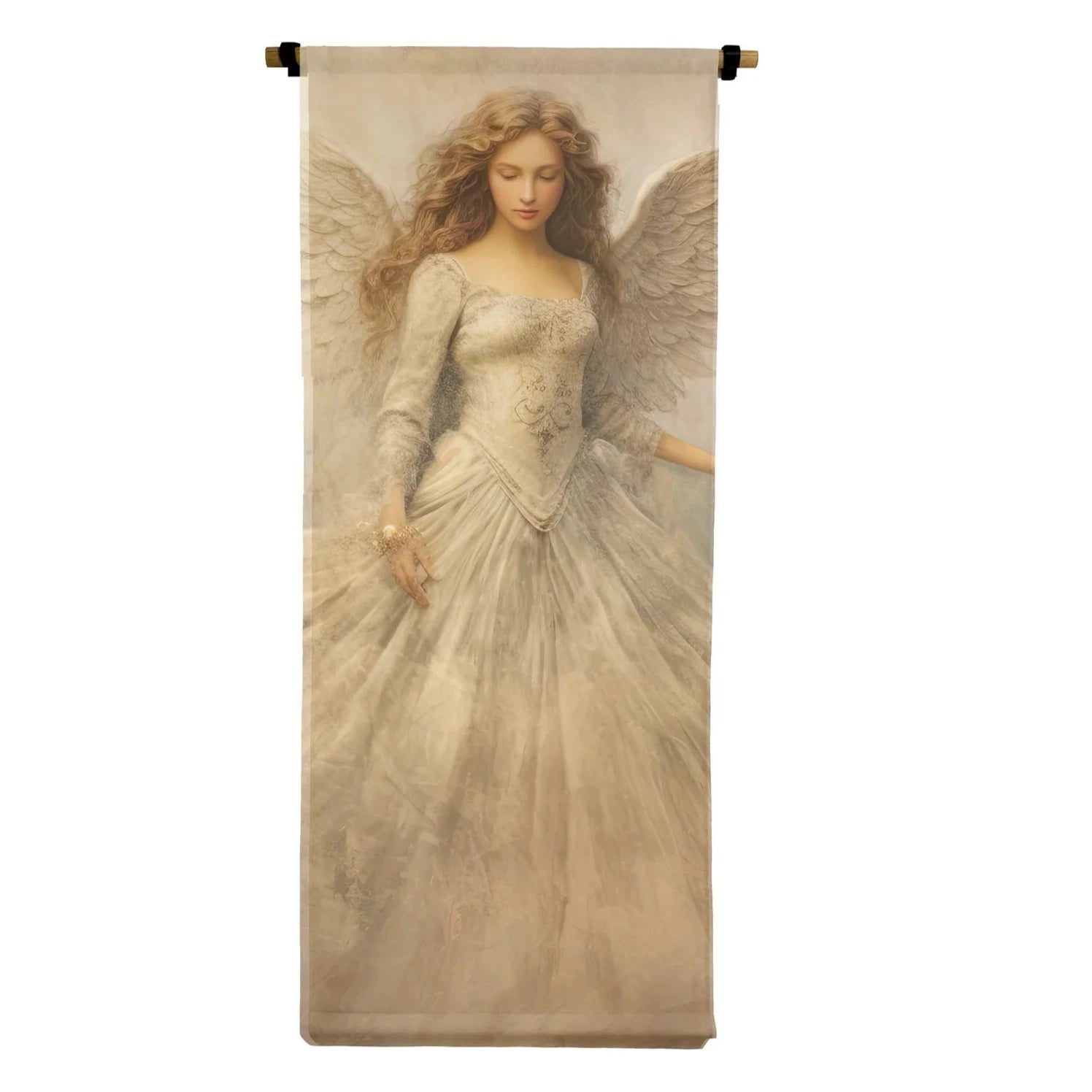 Angel Vertical Canvas Scroll - Elegant Hand-Painted Wall Art for Home & Office Decor - Perfect for Living Room, Bedroom, and Gift Giving