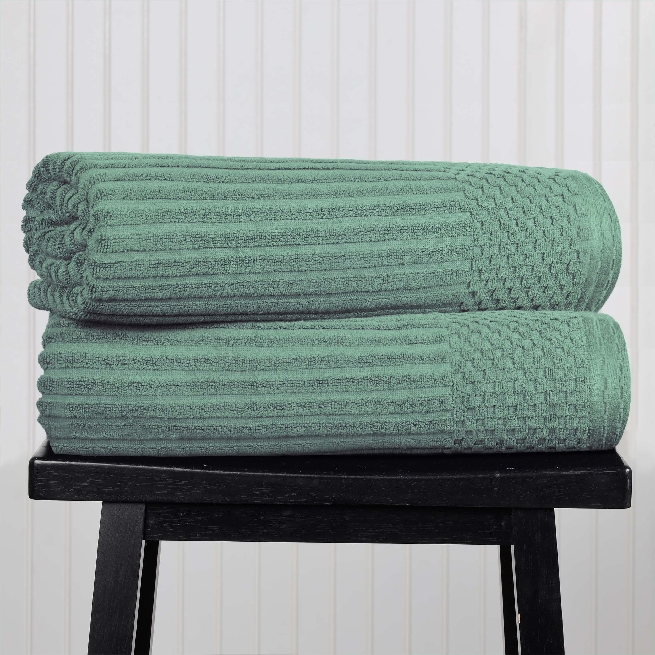Premium Cotton Ribbed Textured Bath Towel Set - Ultra Absorbent 2-Piece Bath Sheet Set for Spa, Beach & Luxury Bathroom Use