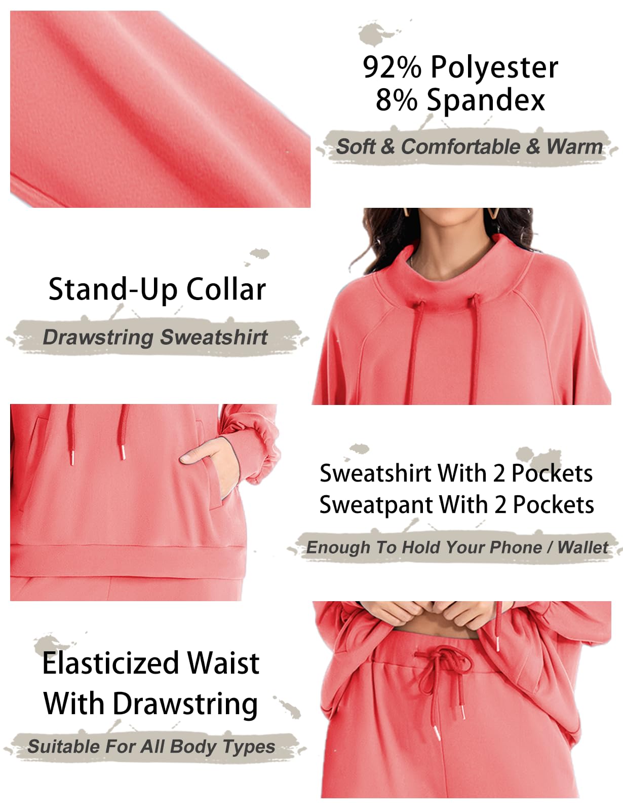 Women's 2-Piece Sweatsuit Set - Cozy Drawstring Sweatshirt & Wide Leg Sweatpants Lounge Outfit | Trendy Fall Tracksuit for Casual Wear, Yoga & Home Relaxation