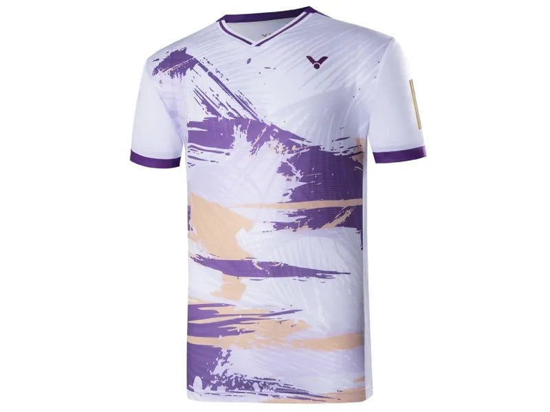 Victor T 35000 J Unisex Badminton Game T-Shirt - Breathable Quick-Dry Sports Shirt for Men & Women (Lilac) - Perfect for Badminton, Tennis, Gym & Casual Wear