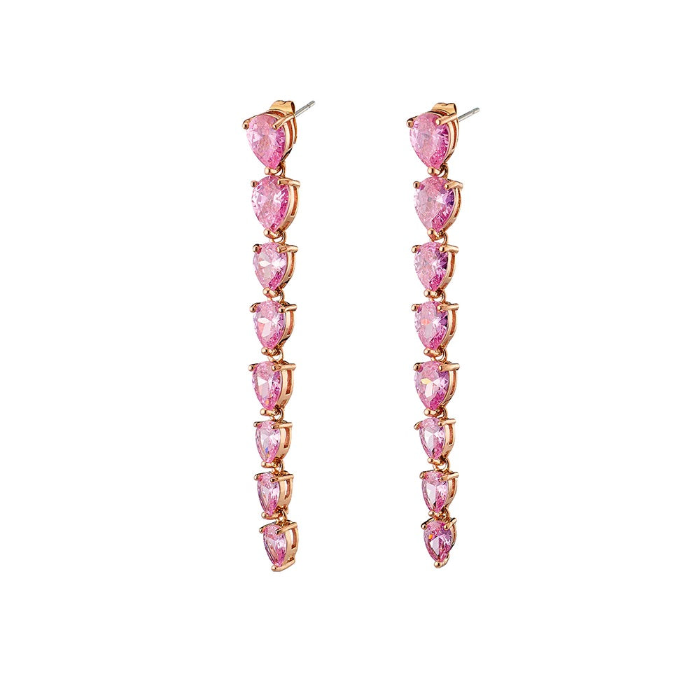 Elegant Pink Zirconia Drop Earrings for Women - Dainty & Stylish Jewelry for Parties, Weddings & Special Occasions
