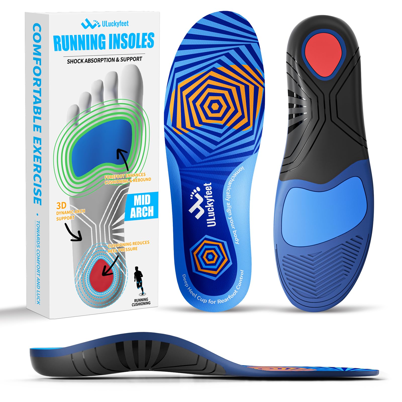 Plantar Fasciitis Relief Shoe Insoles for Men & Women - Arch Support Running Insoles with Shock Absorption for Sports Performance & Fatigue Reduction - Perfect for Running, Walking, and Daily Comfort