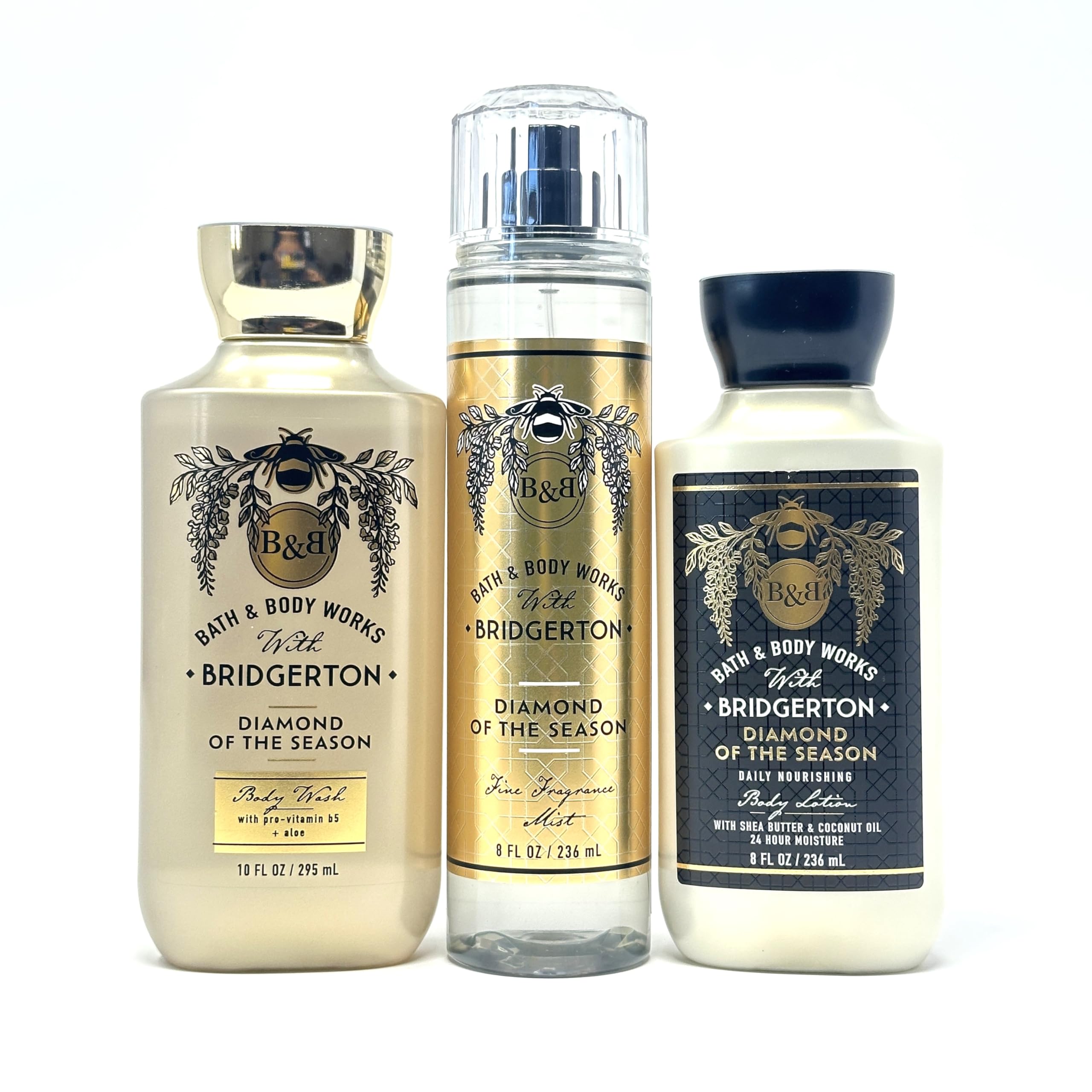 Bridgerton Diamond of the Season Gift Set - Fine Fragrance Mist, Body Lotion & Body Wash (3-Piece Set) | Luxury Bath & Body Collection for Women, Perfect Gift for Holidays & Special Occasions
