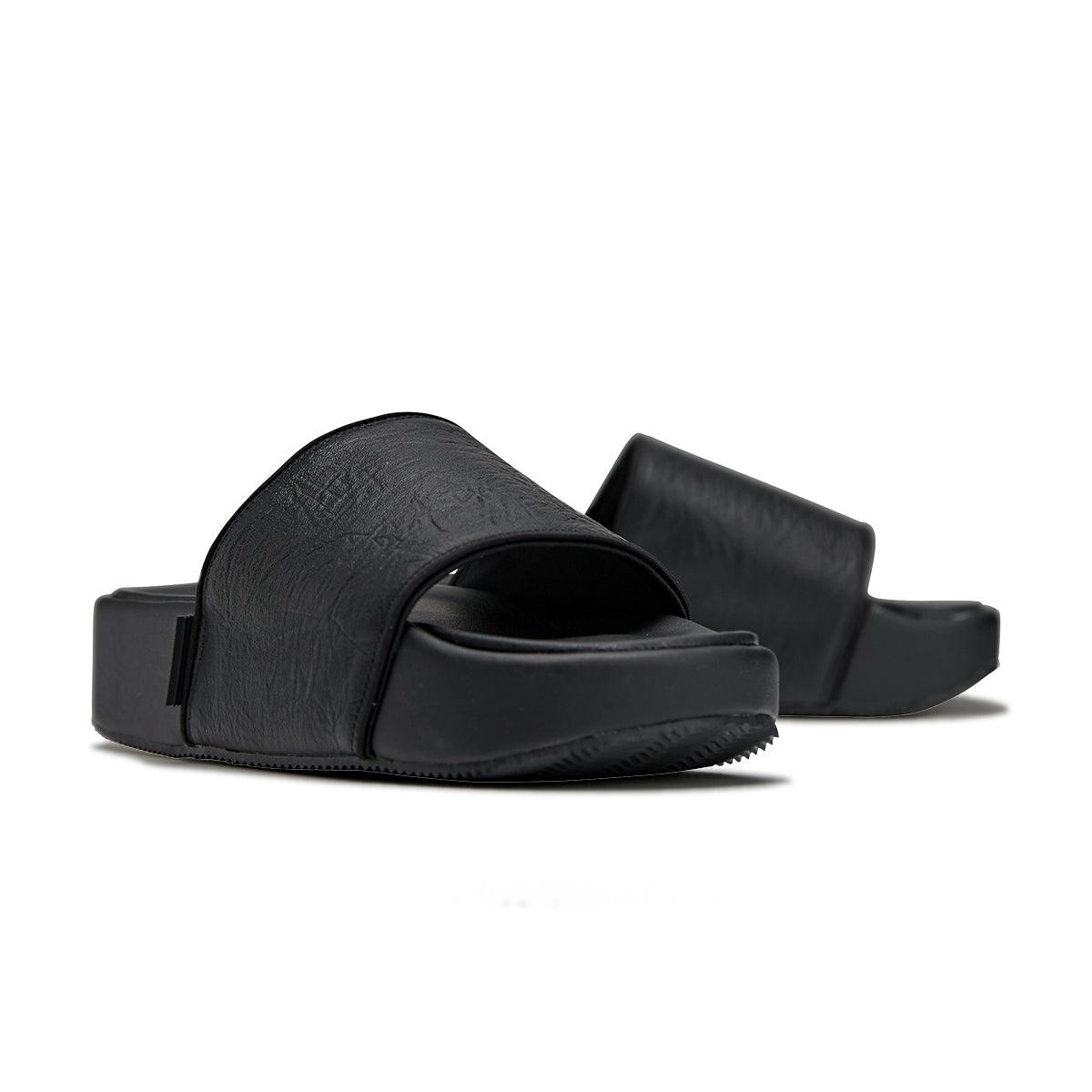 Comfortable Black Leather Slides for Men & Women - Soft & Stylish Summer Sandals for Beach, Pool, and Casual Wear
