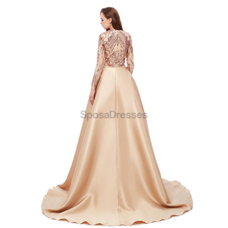 Sparkly Sequin Long Sleeve Detachable Prom Dress for Evening Party - Elegant Formal Gown for Homecoming, Ball, Quinceañera & Special Occasions