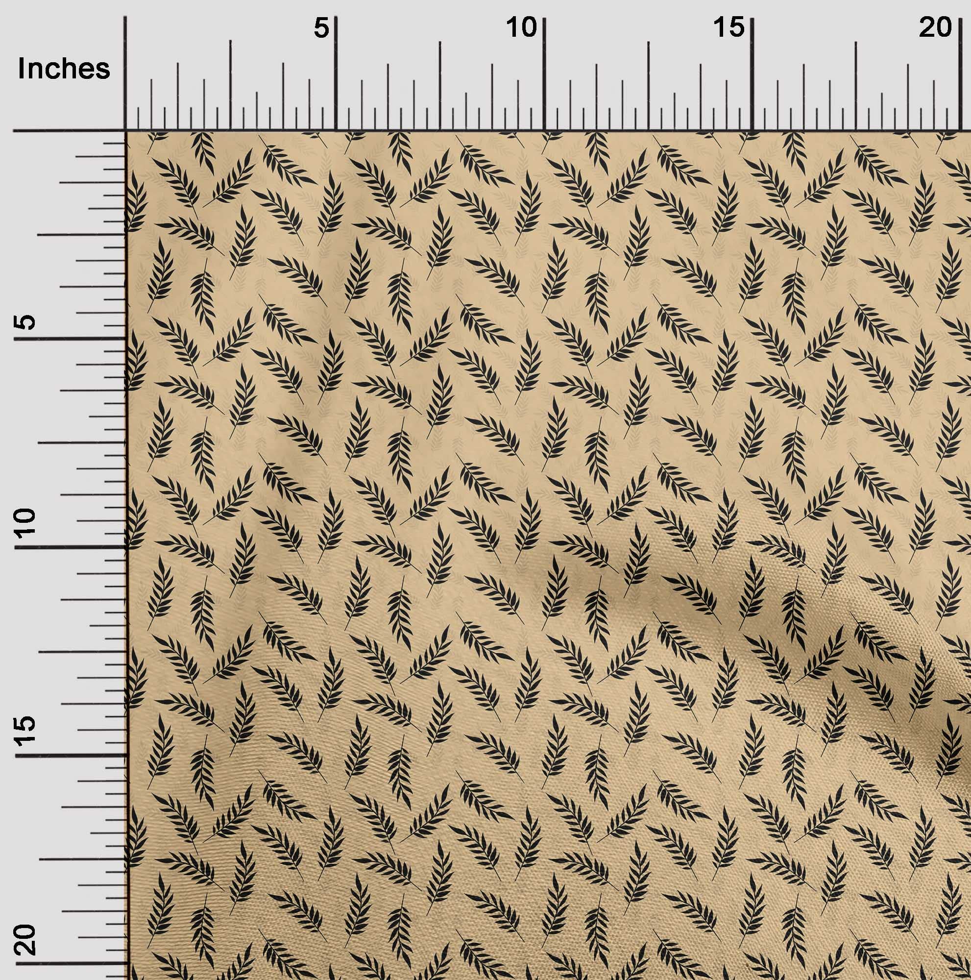 oneOone Cotton Cambric Dark Beige Leaf Print Fabric by The Yard - 42 Inch Wide for DIY Clothing, Dresses, Quilting & Home Decor Sewing Projects