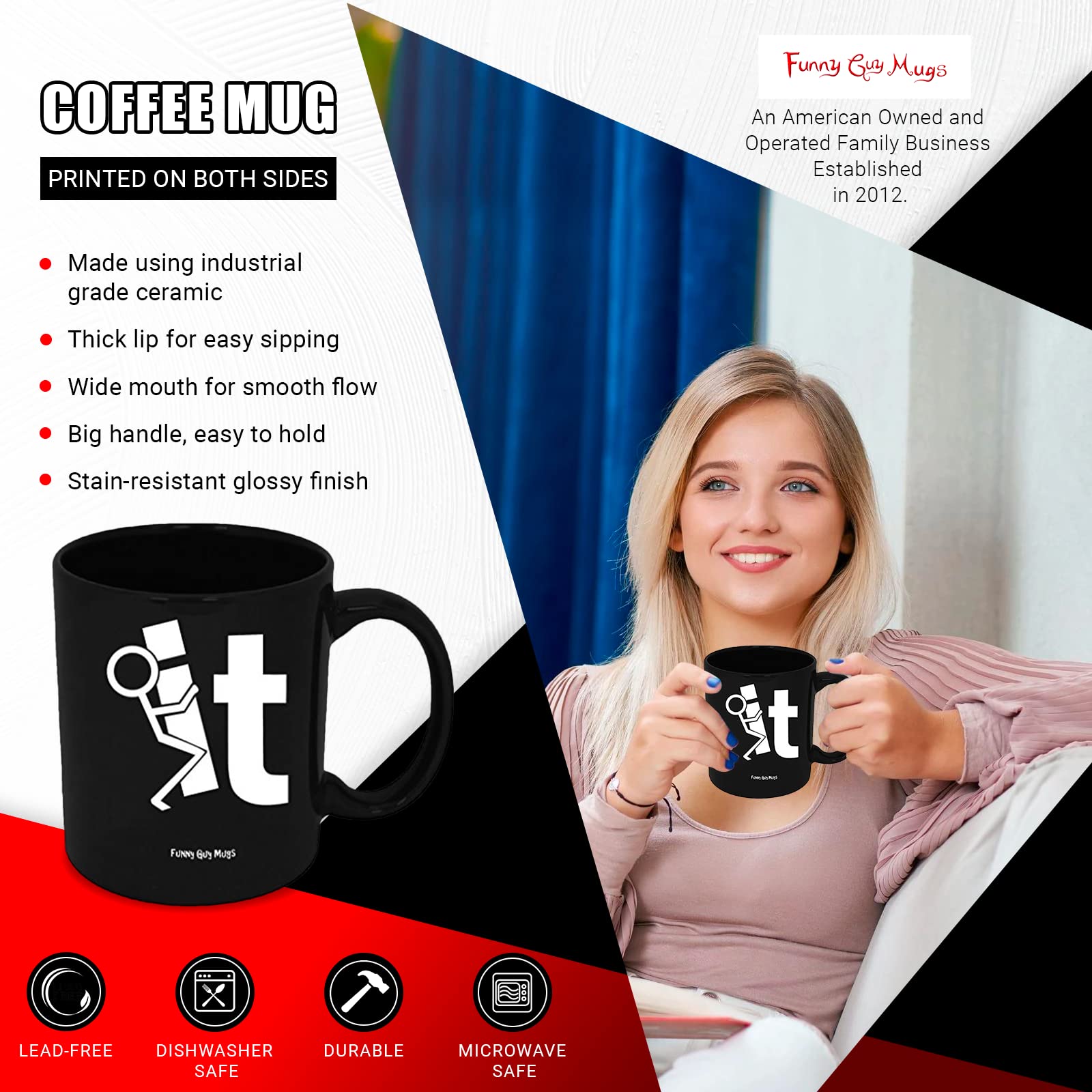 Funny Guy Mugs 'F It' Ceramic Coffee Cup - 11oz Humorous Novelty Mug with Sarcastic Quote - Perfect Gift for Men & Women - Great for Office, Home Use or Gag Gifts