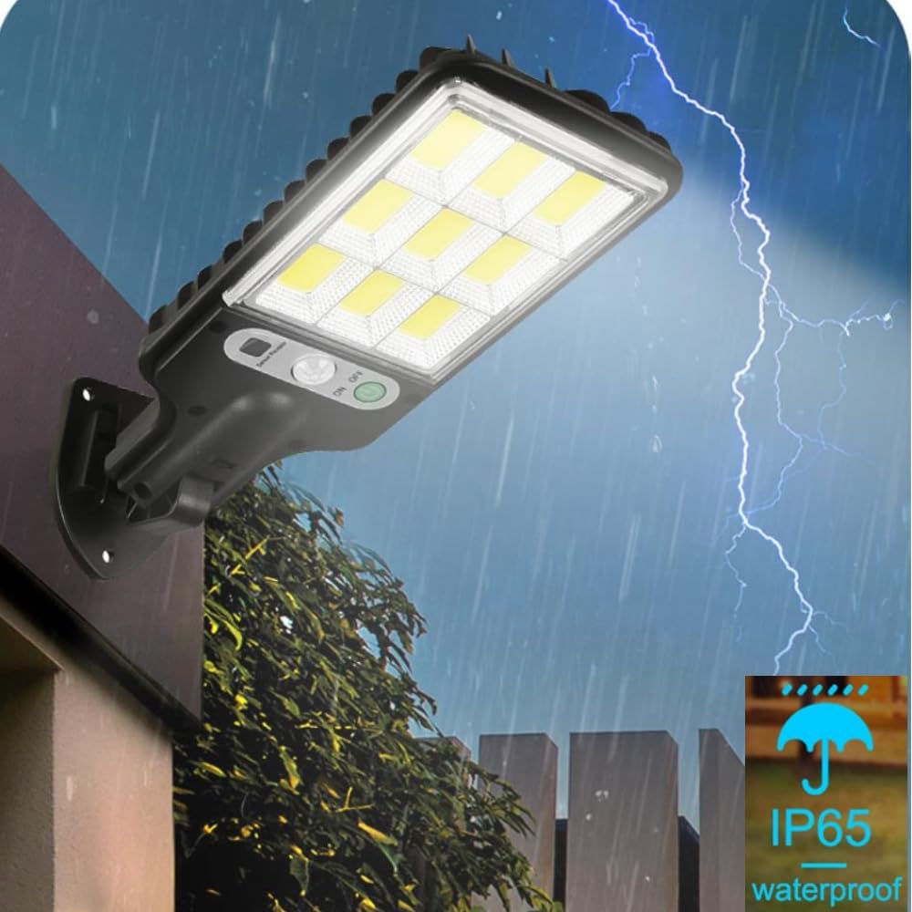 4 Pack Solar Street Lights Outdoor - Waterproof Motion Sensor Security Lights with 3 Lighting Modes | Solar Powered Parking Lot & Wall Lights for Garden, Garage, Pathway (Dusk to Dawn Auto On/Off) - Perfect for Home Security & Landscape Lighting