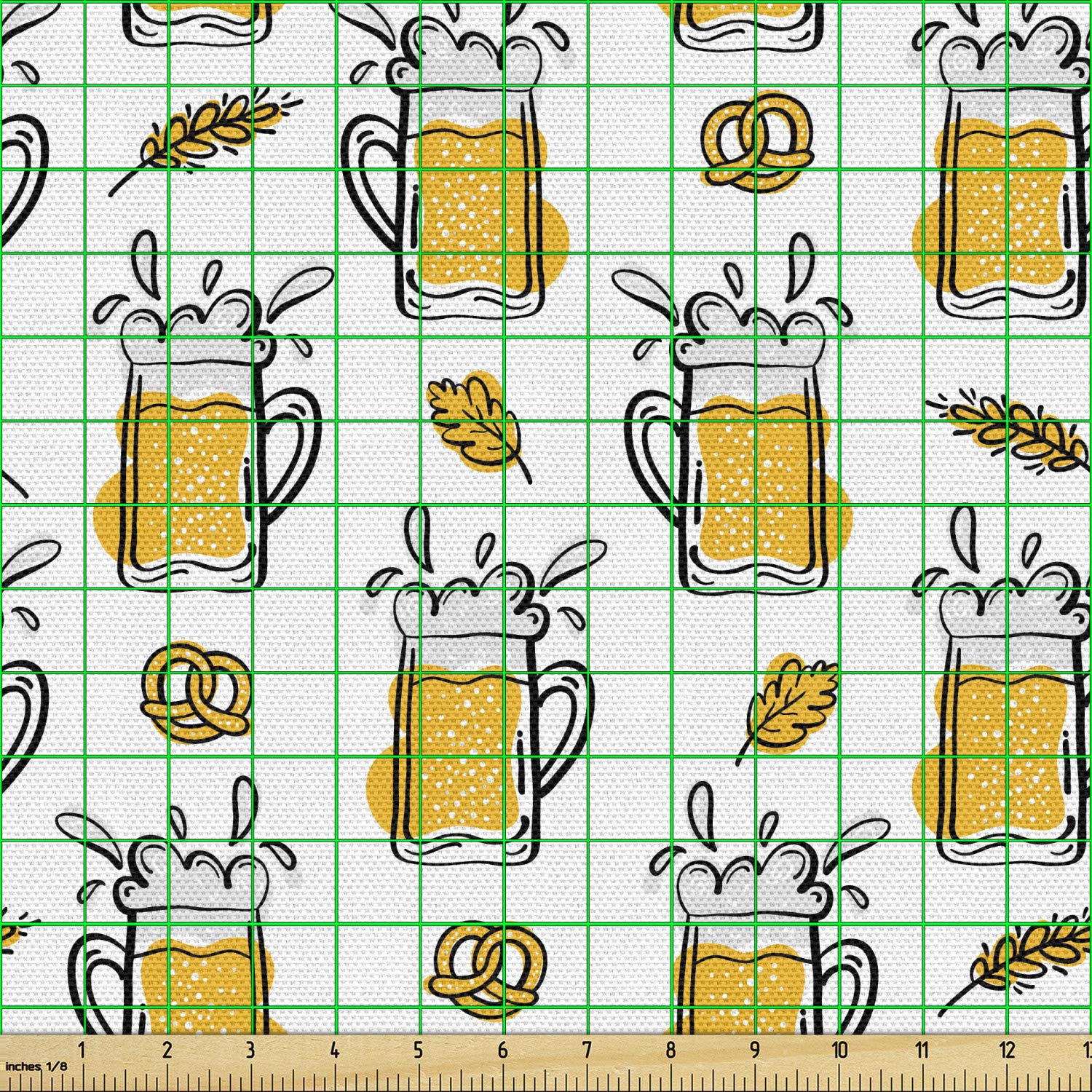 Ambesonne Beer Themed Fabric by The Yard - Doodle Drink Pattern with Alcoholic Beverage Mug Design - Decorative Upholstery Fabric for Furniture & Home Decor - 10 Yards Orange Charcoal - Perfect for DIY Projects, Table Runners, Curtains, and Crafting
