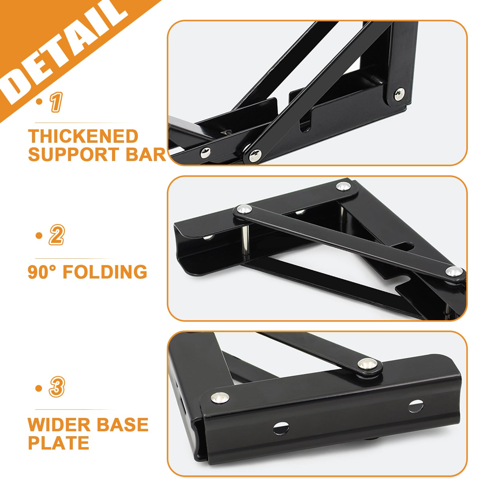 Heavy Duty Folding Shelf Brackets 14 Inch - 150 lb Max Load for DIY Wall Mounted Shelves & Tables
