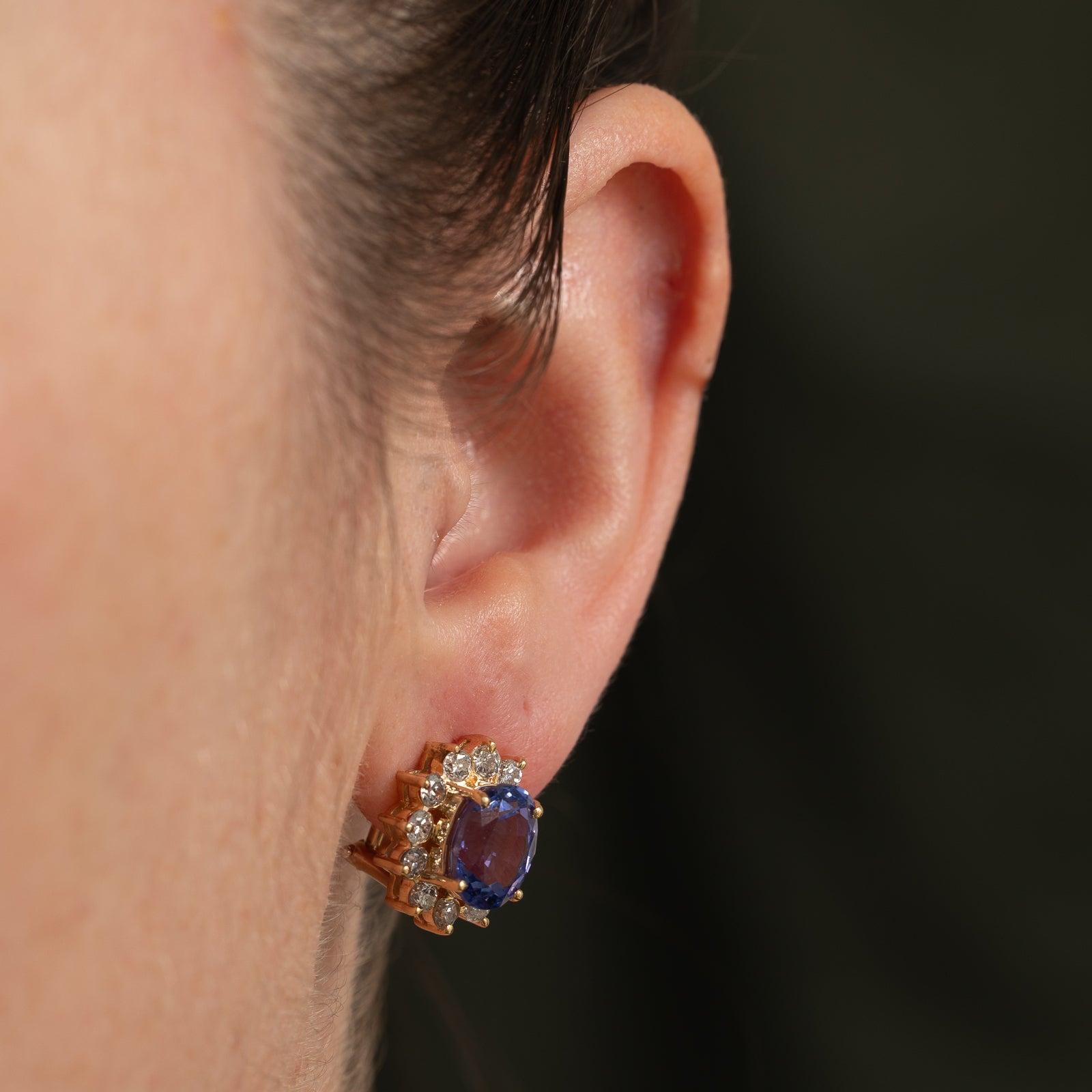 Exquisite 5.00ctw Tanzanite & 1.20ctw Diamond Petal Stud Earrings - Elegant Jewelry for Women, Perfect for Weddings, Anniversaries & Special Occasions