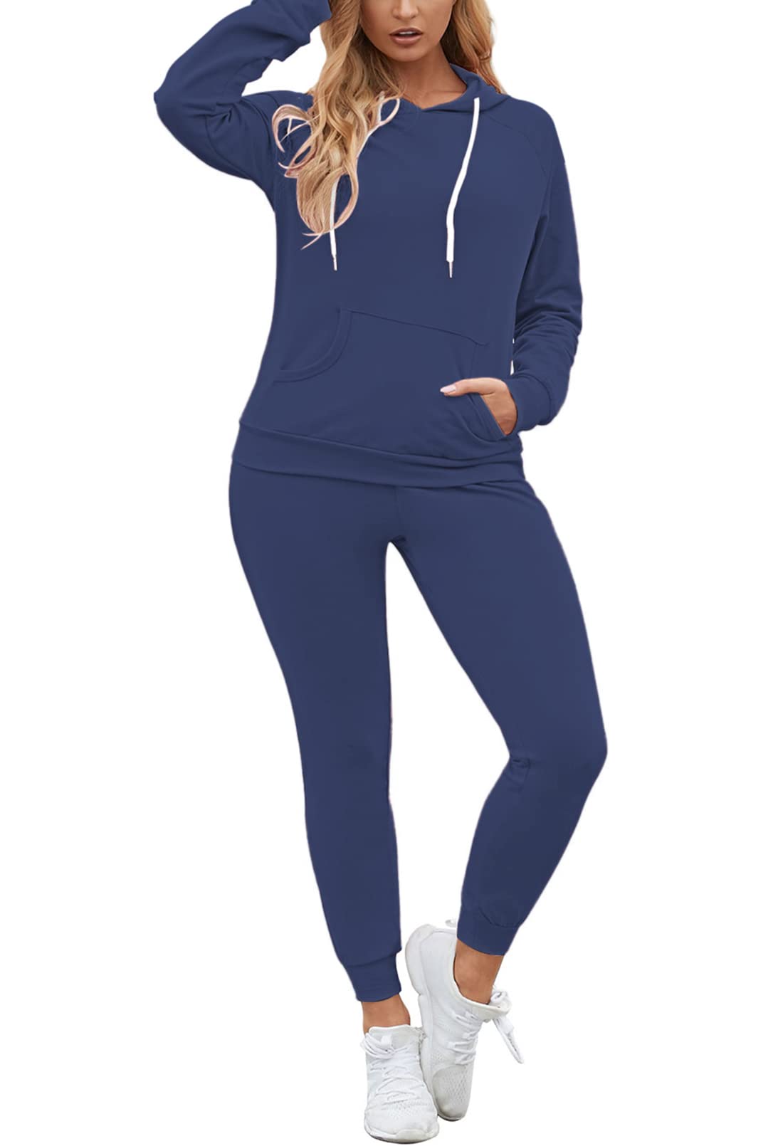 Fixmatti Women's Pullover Hoodie with Pockets & Jogger Sweatpants Set - Casual Sportswear Outfit for Running, Yoga, Gym and Lounge Wear