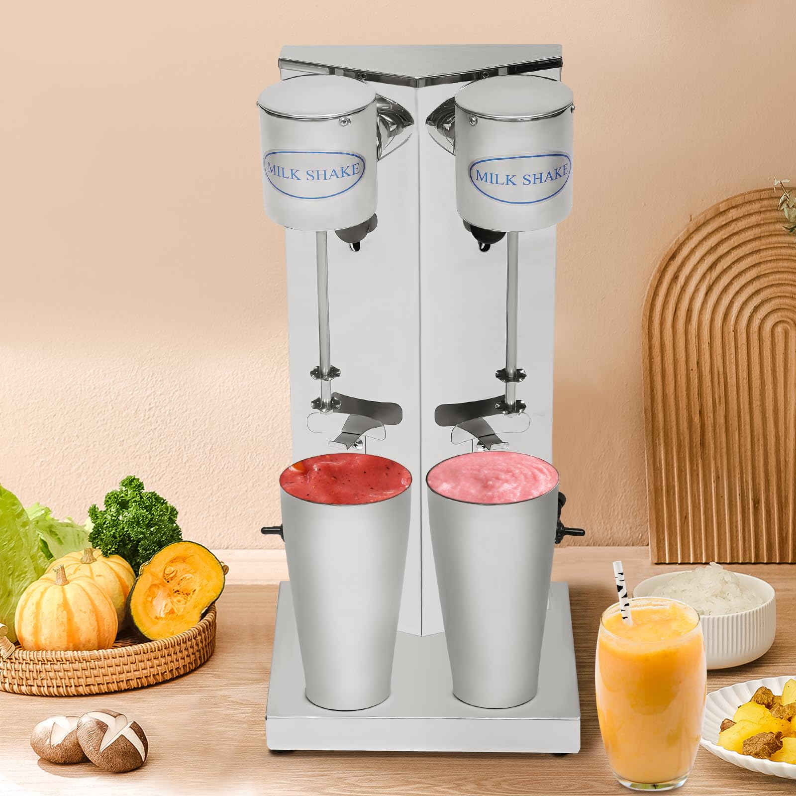 Commercial Milkshake Mixer - Stainless Steel Double Spindle Drink Blender for Smoothies, Shakes & Frozen Drinks - Heavy Duty Milkshake Machine for Restaurant, Cafe, Bar & Ice Cream Shop - Perfect for Making Thick Milkshakes, Smoothie Bowls & Frozen Cocktails