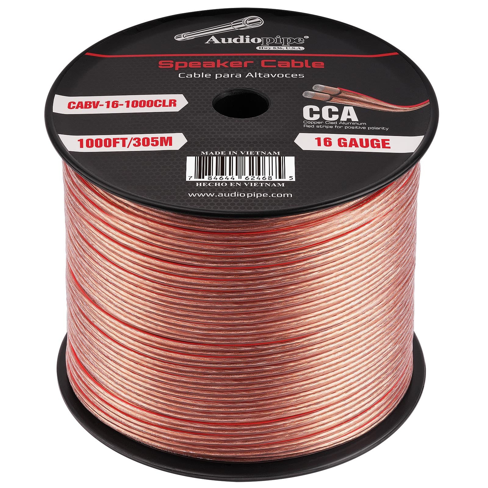 16AWG 1000FT Speaker Wire - High Performance Clear Audio Cable for Home Theater, Studio & Outdoor PA Systems (CABV 16 1000CLR)