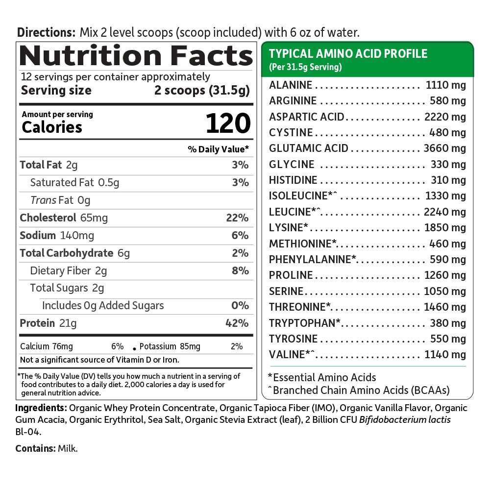 Garden of Life Grass Fed Whey Protein Powder Vanilla - 21g Protein per Serving for Women & Men with Probiotics - 12 Servings - Gluten Free, Non GMO, Kosher, Hormone Free - Post Workout Recovery & Muscle Building Supplement