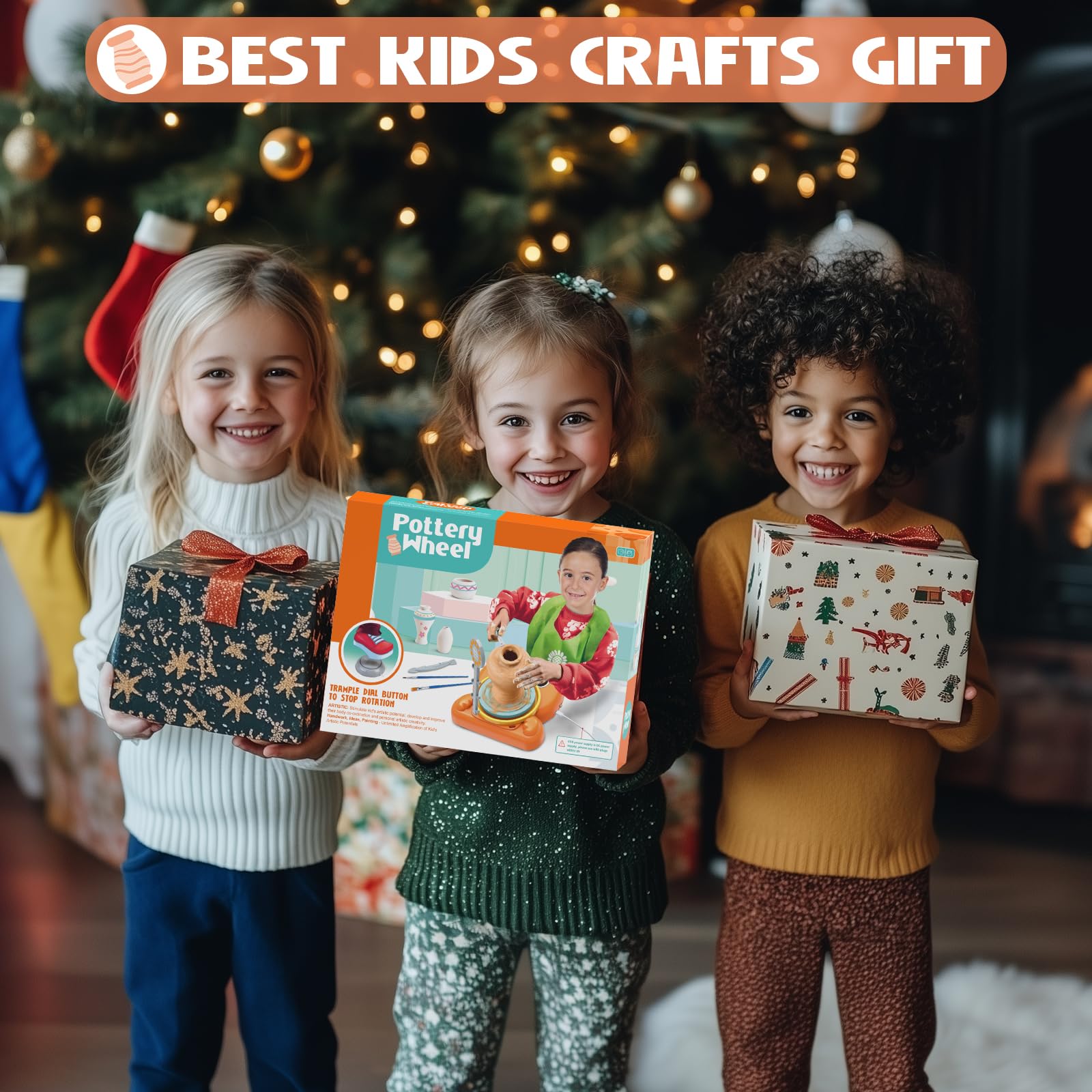 Kids Pottery Wheel Kit - Complete Ceramic Art Supplies with Painting Tools, Creative DIY Craft Toy for Boys & Girls Ages 6-12 | Birthday, Halloween & Christmas Gift Idea | Perfect for Home, Classroom & Art Studio Activities (Dog Design)