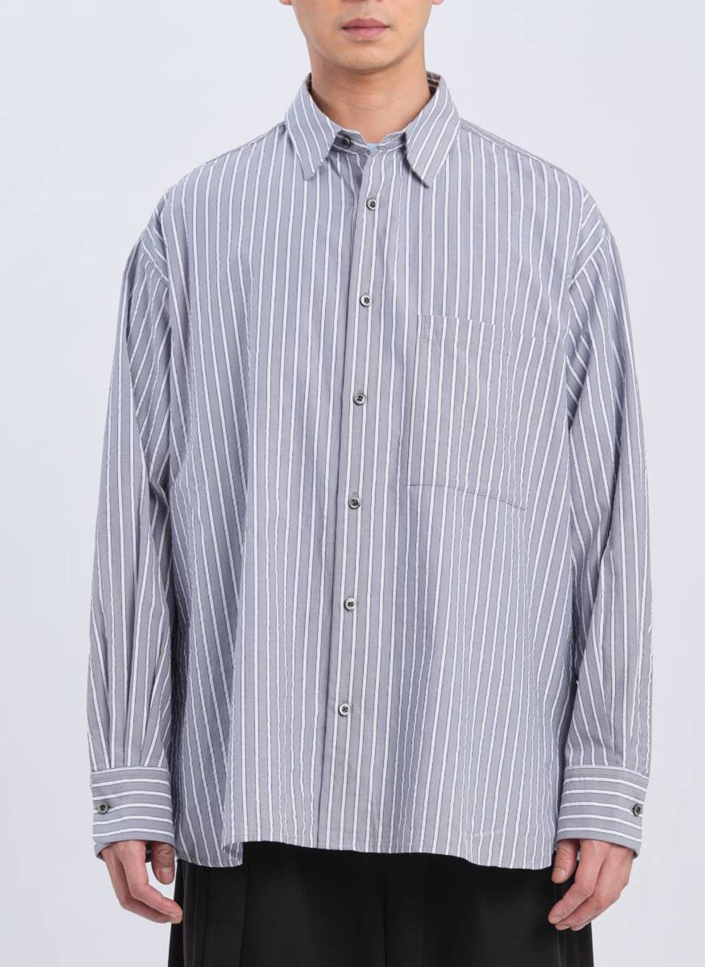 Classic Cotton Seersucker Collar Shirt for Men - Breathable Summer Casual Wear for Office & Outdoor Activities