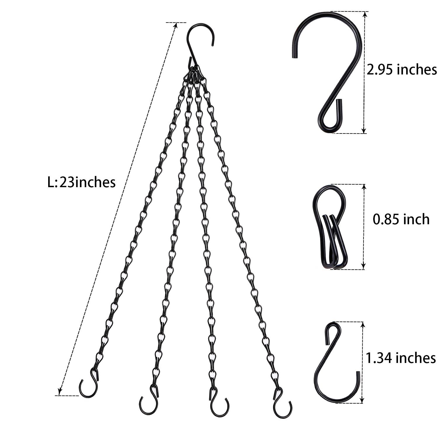 23 Inch Hanging Basket Chains - 4 Lead Flower Pot Hanger Replacement for Planters & Lanterns (Pack of 3) - Perfect for Indoor/Outdoor Garden Decor, Balcony Plant Display & Patio Lighting