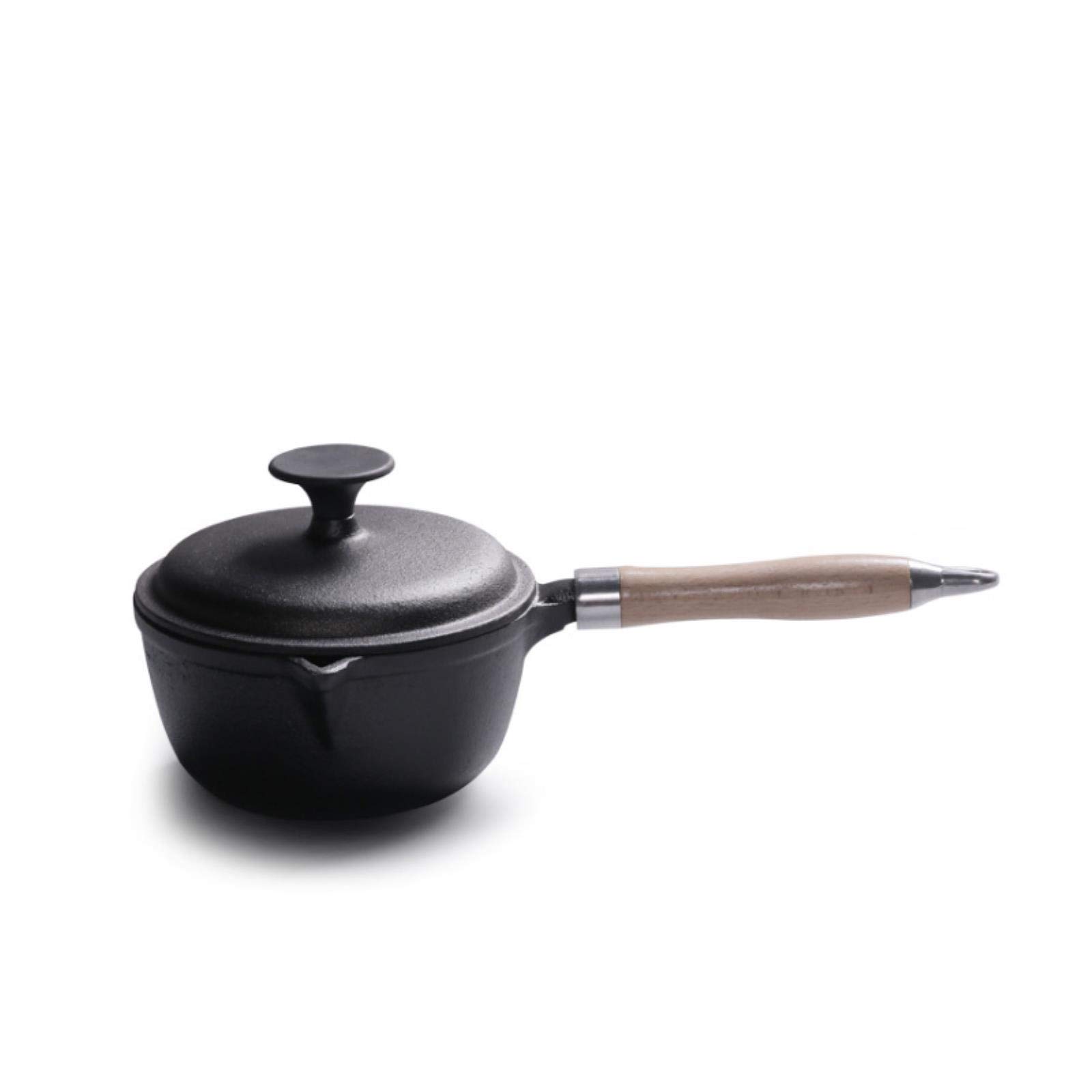 15cm Uncoated Cast Iron Milk Pan with Lid & Handle - Perfect for Cooking Soup, Noodles, Food Supplements & More | Durable 158cm Iron Pot for Home & Kitchen Use