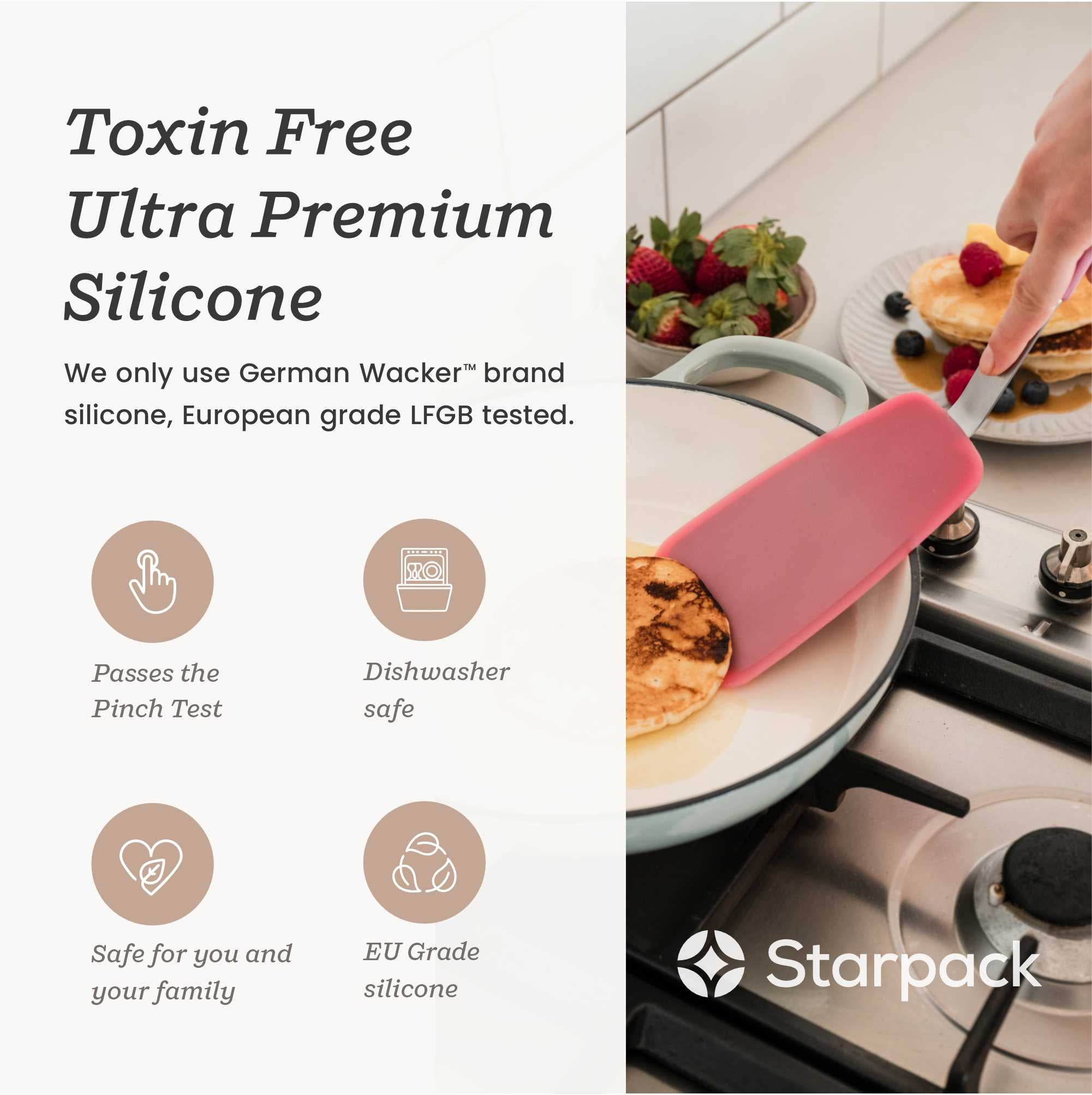 Flex & Flip Large Silicone Turner Spatula - Heat Resistant, Non-Stick Cooking Utensil for Flipping Pancakes, Eggs & Burgers - Perfect for Grilling, Baking & Kitchen Use