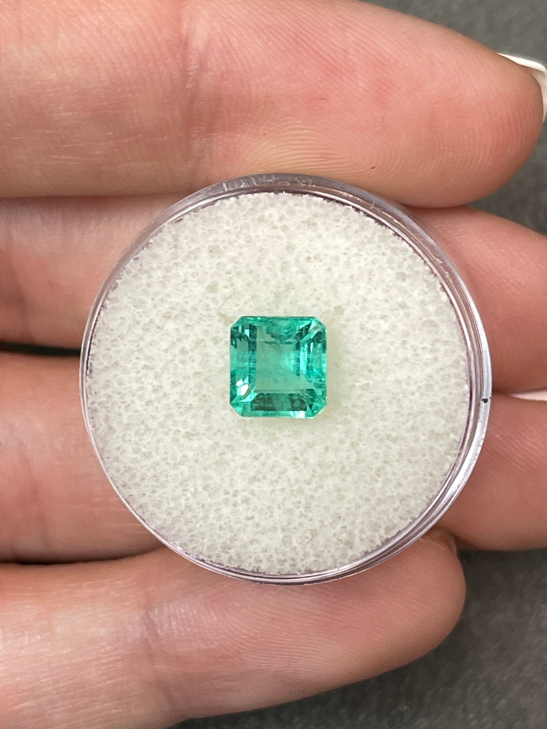 1.58 Carat Bluish Green Asscher Cut Natural Colombian Emerald Loose Gemstone for Jewelry Making - Engagement Rings, Pendants & Custom Designs