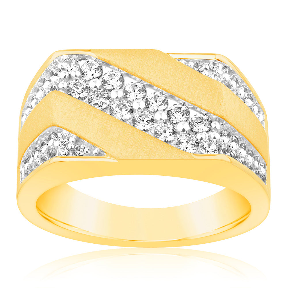 1 Carat Lab Grown Diamond Men's Ring in 9K Yellow Gold - Elegant Wedding Band & Anniversary Gift for Him