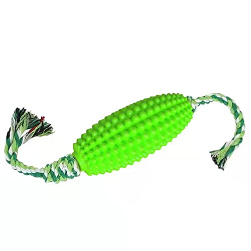 Durable Dog Chew Toys for Aggressive Chewers - Interactive Puzzle Toy with Rope & Toothbrush for Teeth Cleaning - Large Medium Small Dogs - Green Corn-Shaped Bite Tug Toy for Playtime & Dental Care