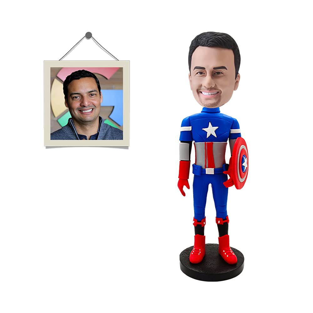 9'' Fully Custom Bobbleheads - Personalized Superman Bobblehead Doll from Photo - Best Dad Gift for Birthday, Father's Day & Anniversary - Unique Handmade Collectible for Office Desk, Home Decor & Superhero Fans