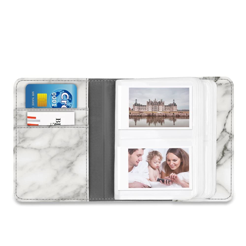 FINTIE Mini Photo Album for Fujifilm Instax 3-Inch Film - 104 Pockets Photo Book for Instax Mini 11/9/8/90/25 & Link Printer, Polaroid Snap PIC - Marble White | Perfect for Travel Memories, Wedding Photos & DIY Scrapbooking