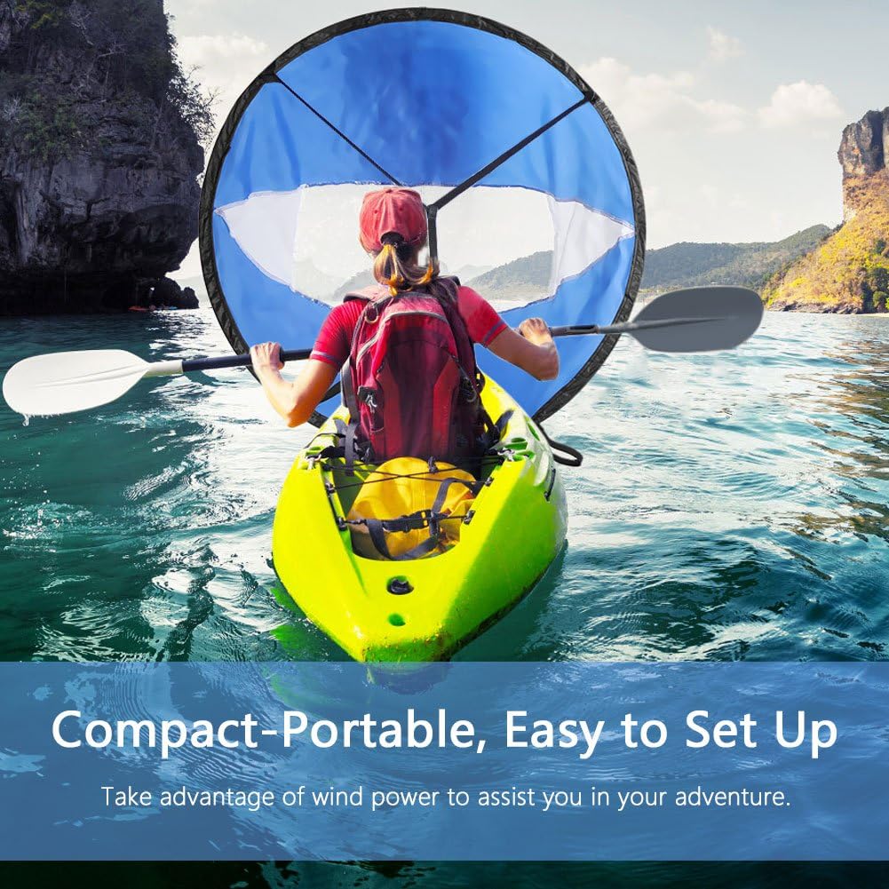 42 Inch Foldable Kayak Sail - Pop Up Wind Sail Kit for Kayaks, Canoes & Inflatable Boats | Lightweight PVC Downwind Sail | Perfect for Kayaking, Canoeing & Stand Up Paddle Boarding Adventures