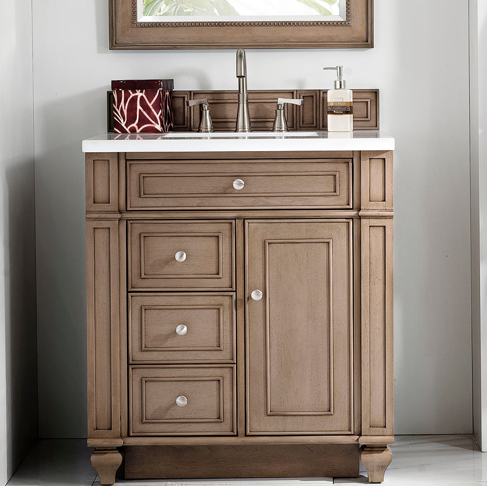 James Martin Vanities Bristol Collection 30-Inch Single Bathroom Vanity in Whitewashed Walnut with Countertop Options - Perfect for Modern Bathroom Remodeling and Home Renovation Projects