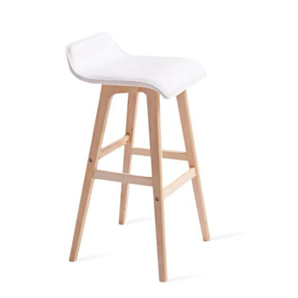 Kays Barstools Solid Wood Bar Stool - Natural Cotton Upholstered Bar Chair in White | Perfect for Kitchen Islands, Home Bars & Breakfast Nooks