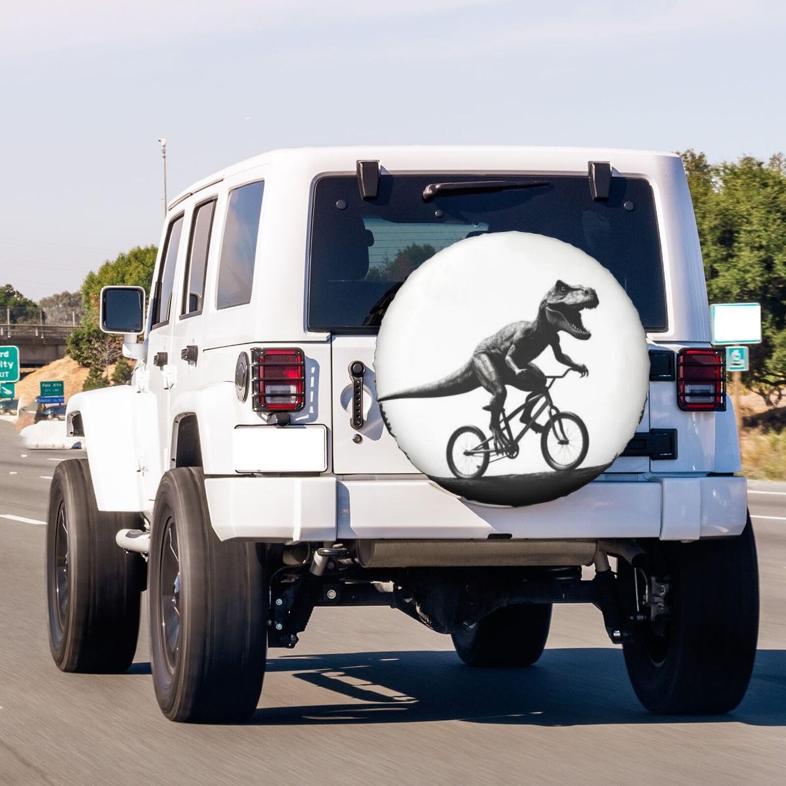Dinosaur Moon Spare Tire Cover - 15 Inch Dust-Proof Wheel Protector for Trailers, RVs, SUVs & Vehicles | Outdoor Camping & Road Trip Accessory