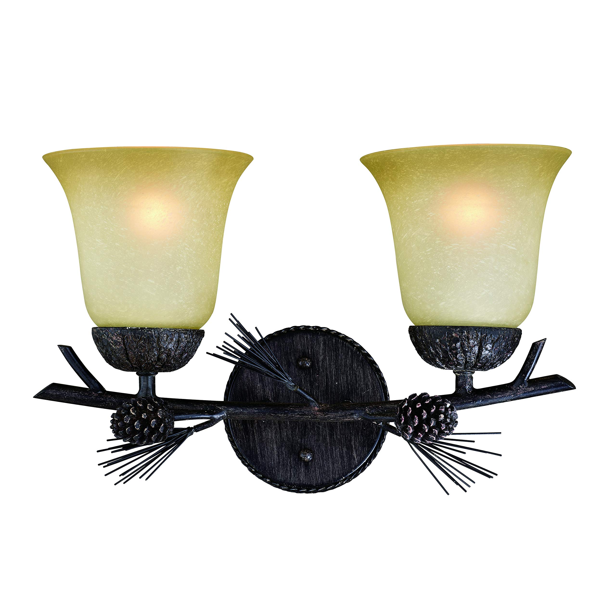 Sierra 2-Light Bronze Rustic Pinecone Bathroom Vanity Light Fixture - Perfect for Farmhouse, Cottage, or Vintage Style Bathroom Decor