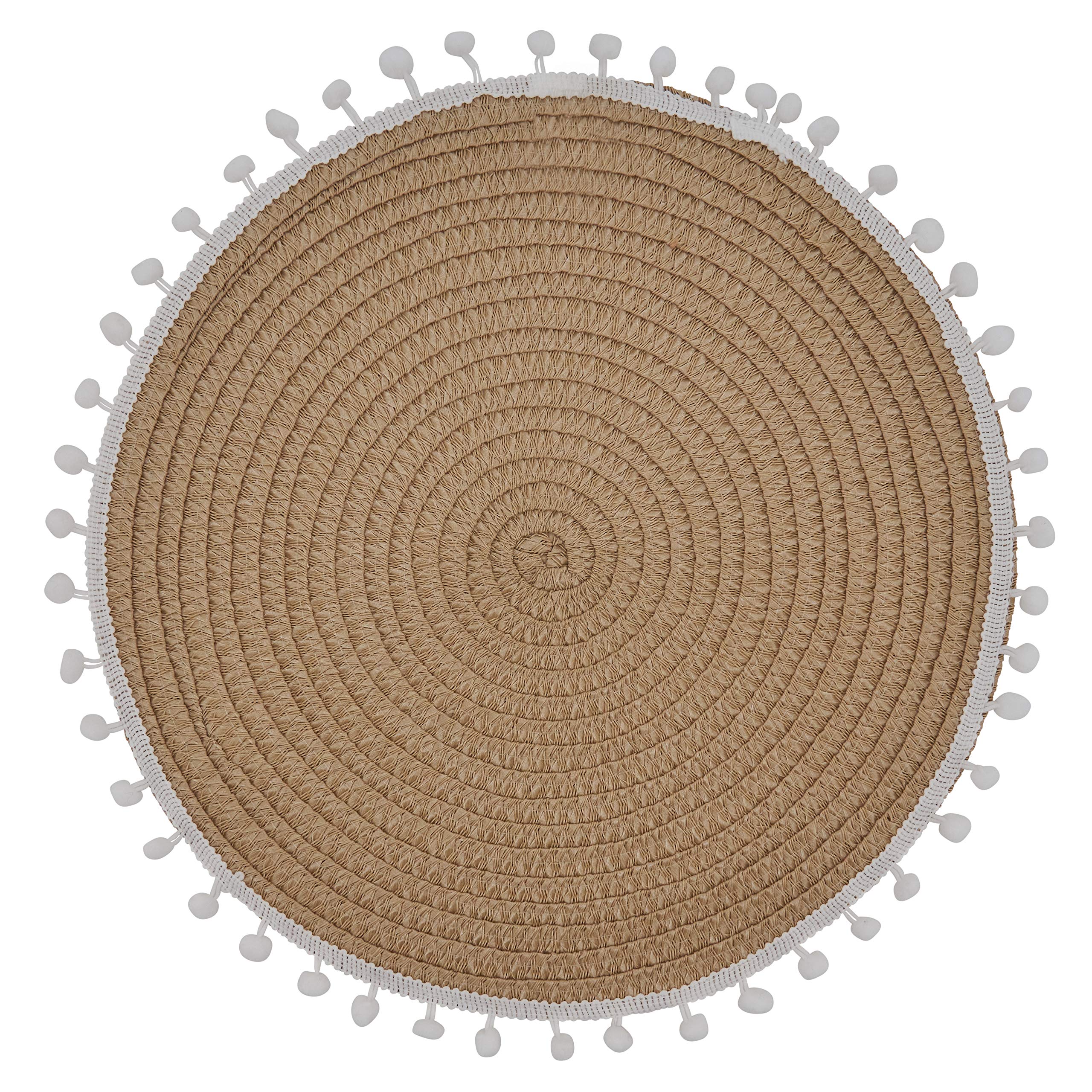 Stylish Pom Pom Design Placemats Set of 4 - Waterproof & Washable Table Mats for Dining, Kitchen Decor, Party, and Holiday Decorations