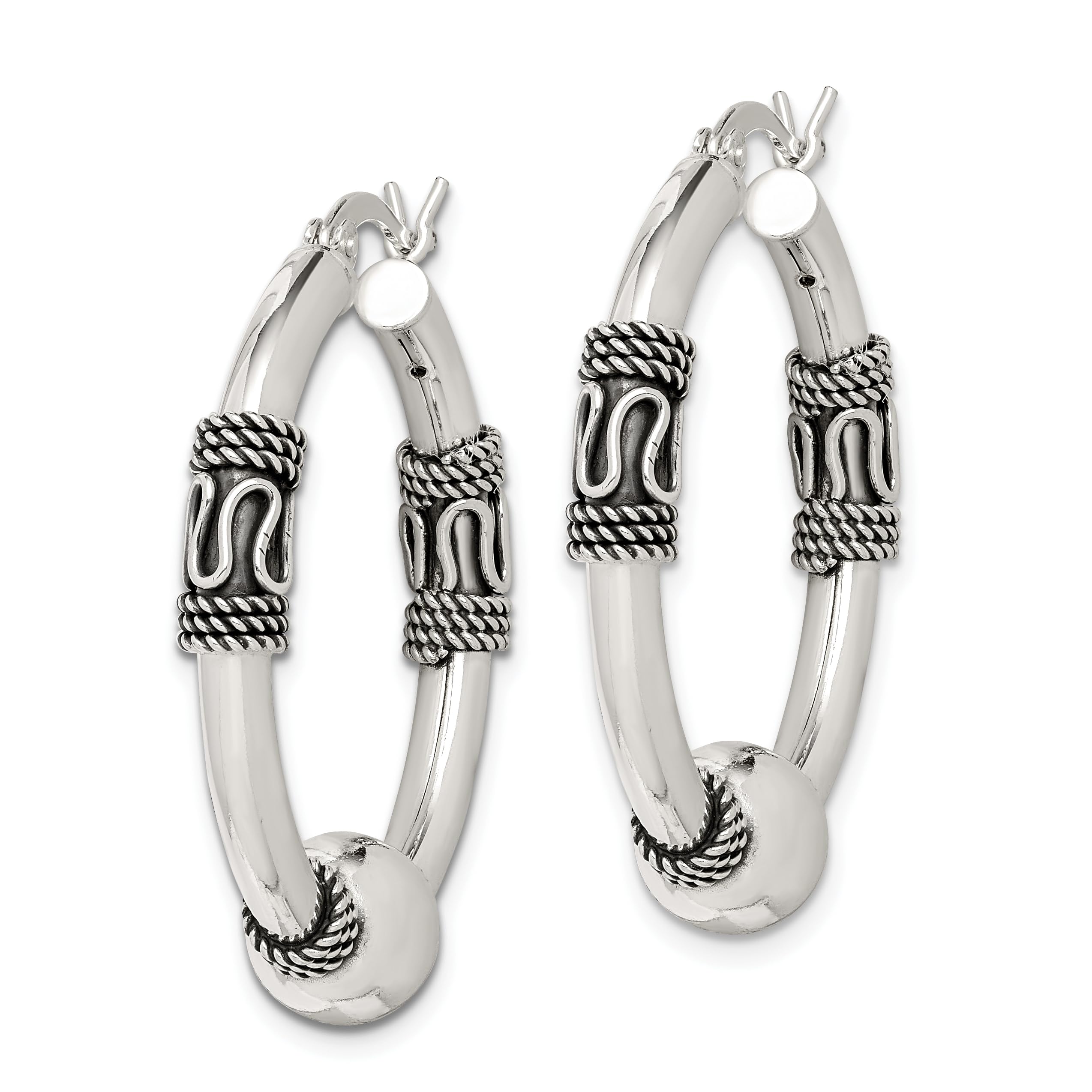 Vintage 925 Sterling Silver Medium Round Hoop Earrings for Women - Classic Elegant Jewelry for Everyday Wear, Parties & Gifts