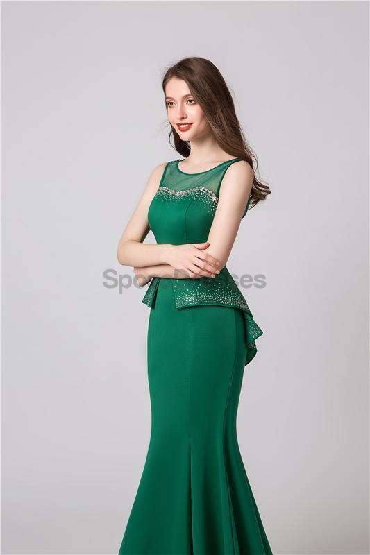 Elegant Scoop Neck Emerald Green Mermaid Evening Prom Dress for Women - Perfect for Formal Parties, Homecoming, and Special Occasions