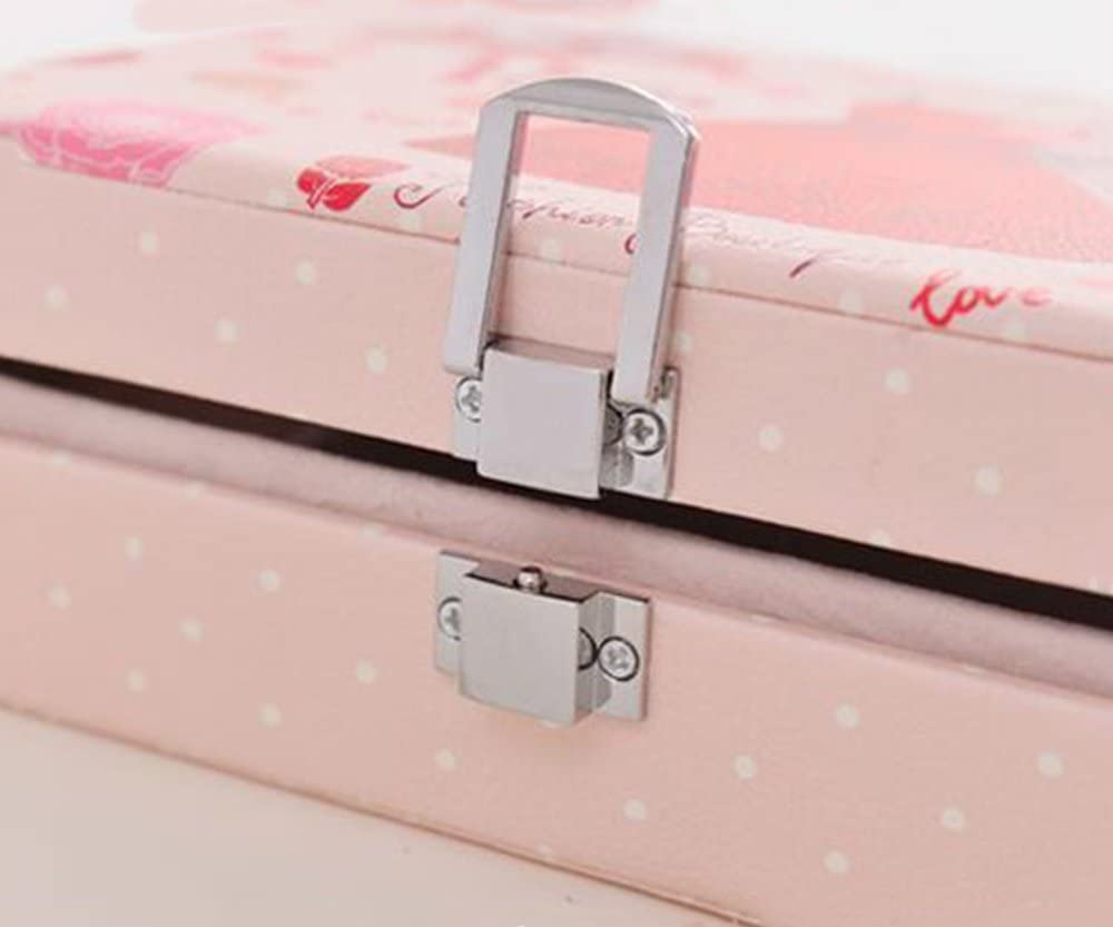 PU Leather Jewelry Box with Mirror & Lock - Travel Organizer for Rings, Necklaces & Earrings - Perfect for Travel & Gifting