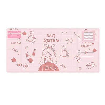 Cute Cartoon Leather Mouse Pad - Large Office Desk Mat with Calendar for Laptop & Computer Accessories | Non-Slip Gaming Mousepad for Work & Home Office (Color: Green)