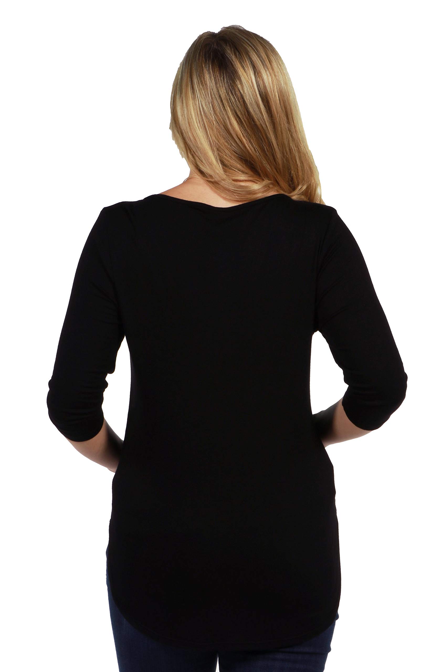 24Seven Comfort Apparel Criss Cross Round Hemline Maternity Tunic Top - Soft Stretchy Pregnancy Shirt for Women | Perfect for Work, Casual Wear & Maternity Photos